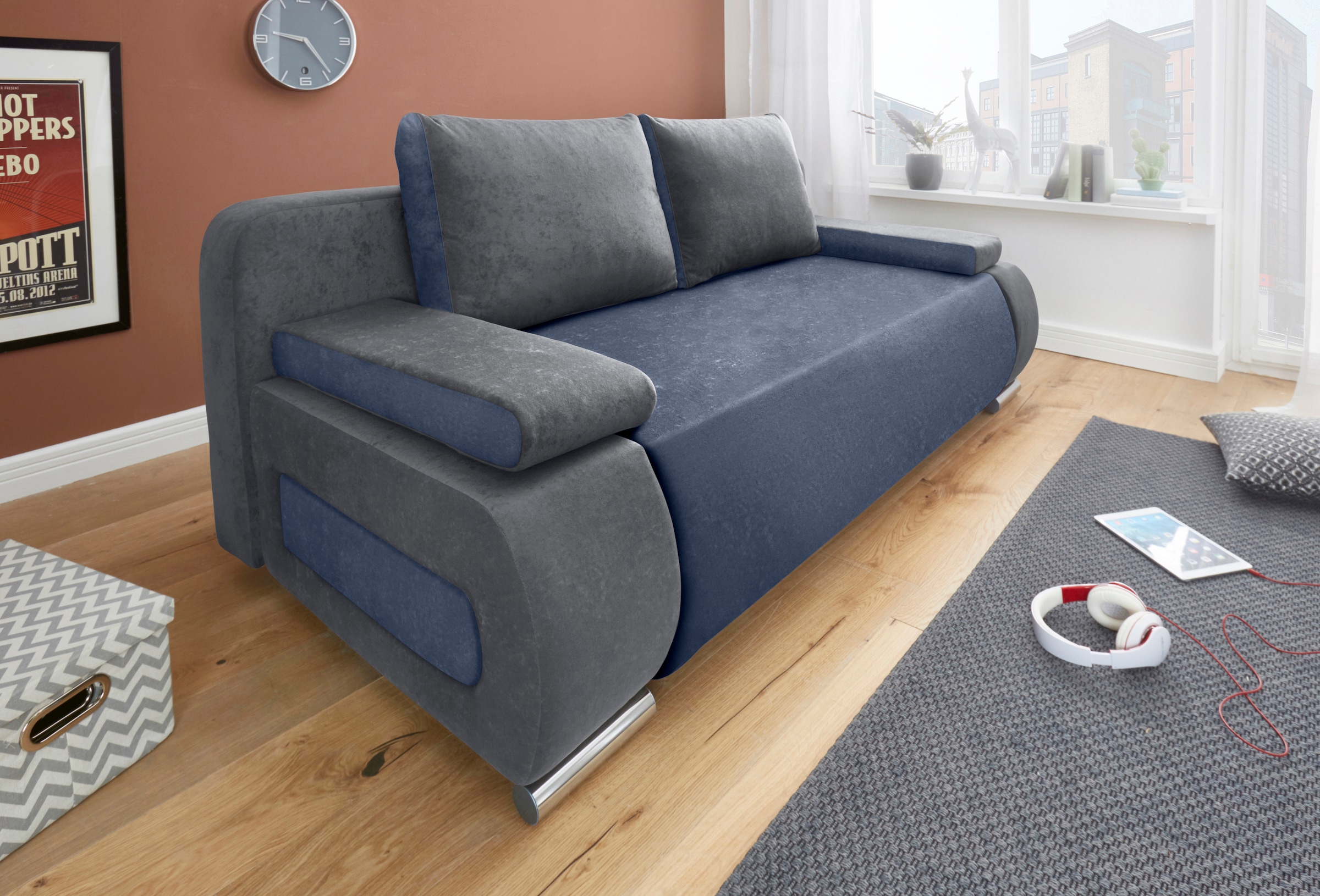 Schlafsofa Moritz, mit Bettfunktion und Bettkasten