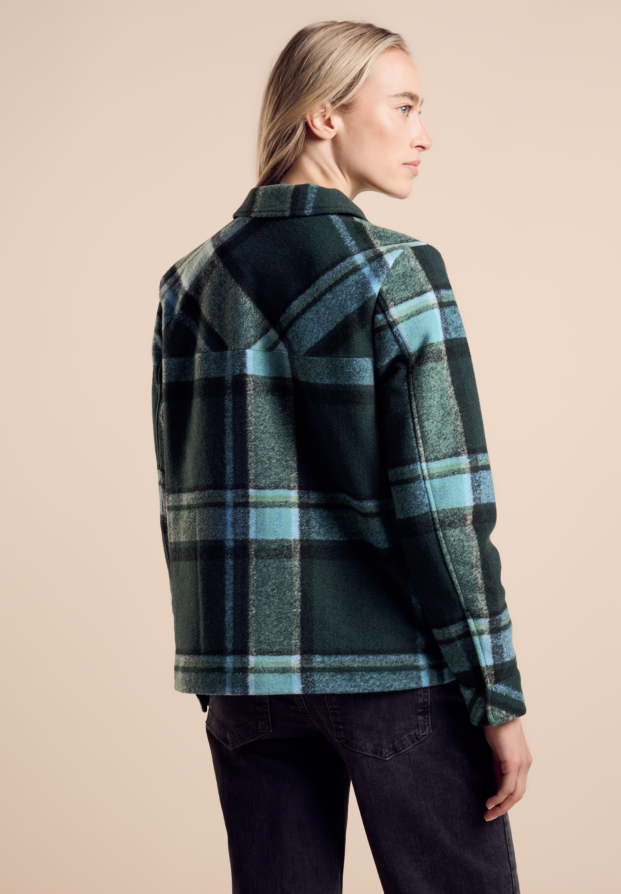 STREET ONE Wolljacke, ohne Kapuze, mit Karo Muster