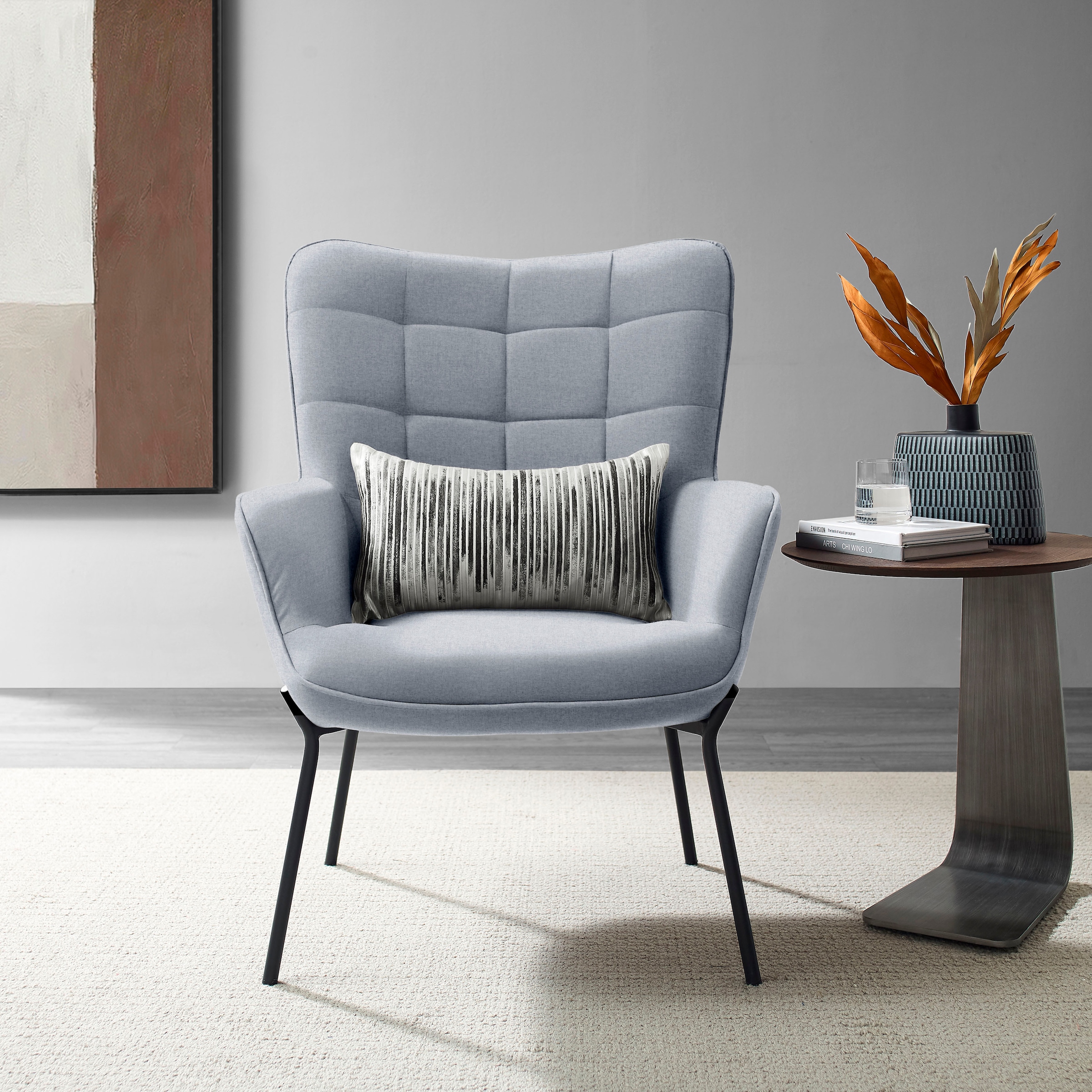 GOODproduct Loungesessel »Luukas, Ohrensessel mit Metallbeinen,«, (1 St.), Stoff recyceltes Polyester, Sitz und Rücken gepolstert, Sitzhöhe 46 cm