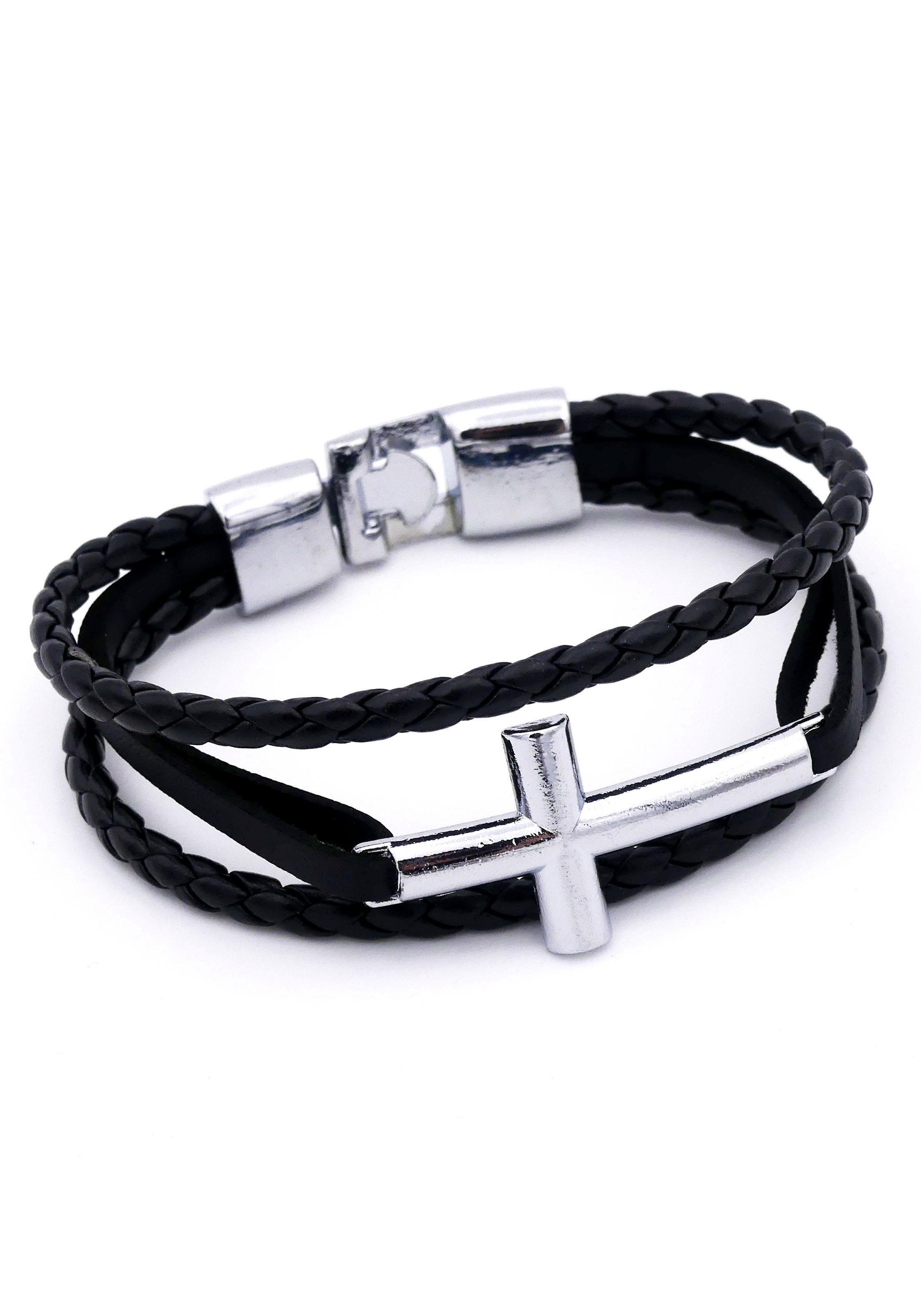 Firetti Armband »Kreuz, mehrreihig, teilweise geflochten«