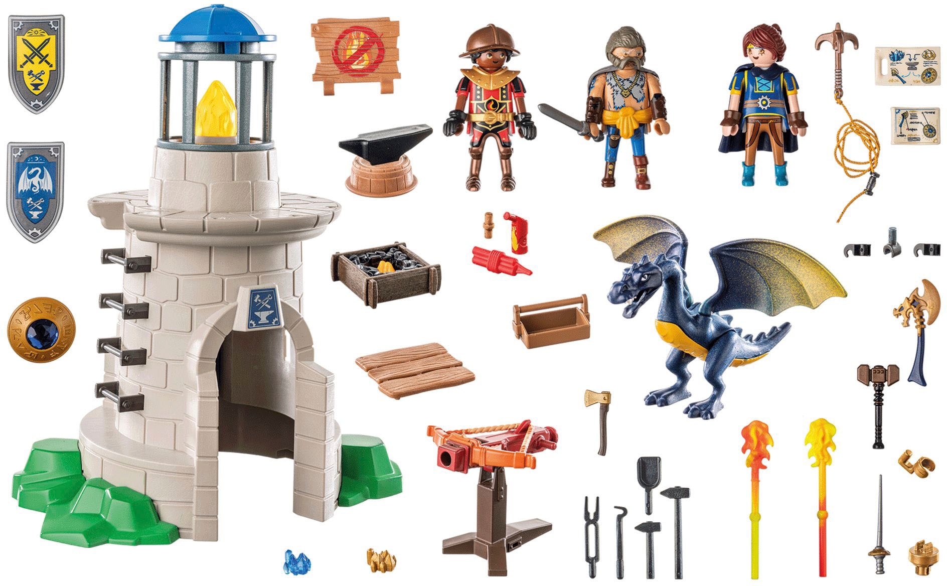 Playmobil® Konstruktions-Spielset »Ritterturm mit Schmied und Drache (71483), Novelmore«, (89 St.), Made in Europe