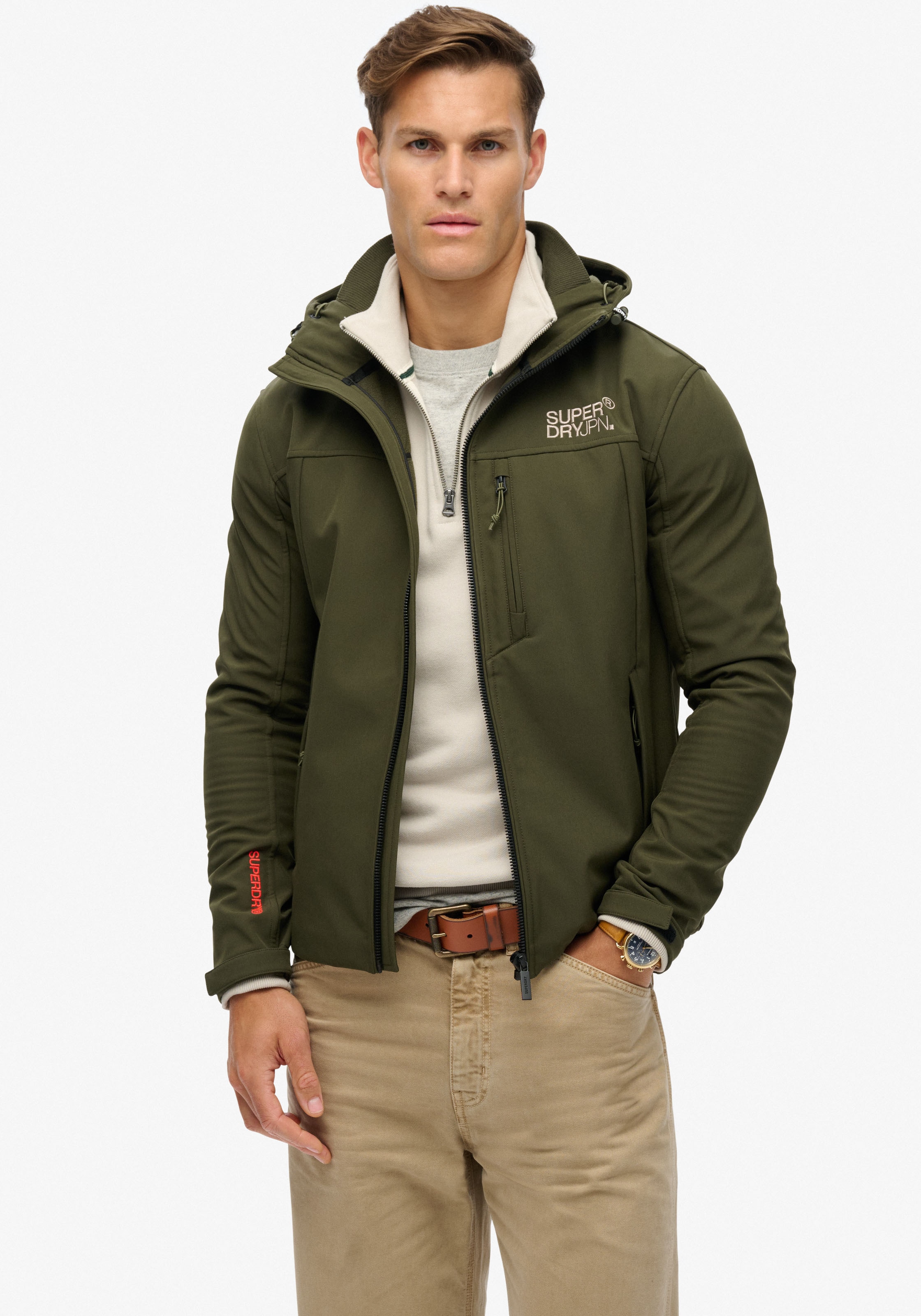 Outdoorjacke »HOODED SOFT SHELL TREKKER JKT«, mit Kapuze