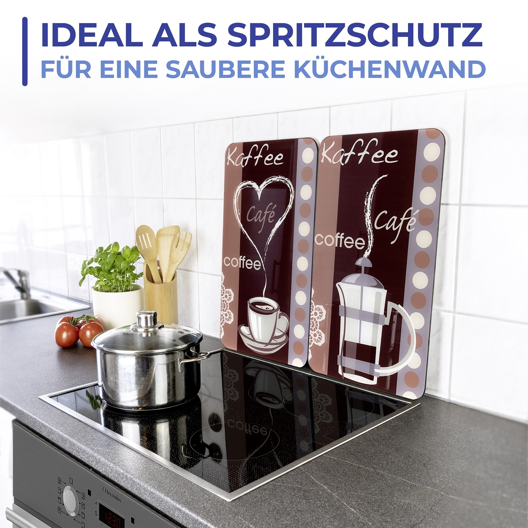 Maximex Herd-Abdeckplatte »Universal Modell Kaffeeduft«, (Set, 2 tlg.), Herdabdeckung für alle Herdarten, kratzfest, mit rutschfesten Füssen