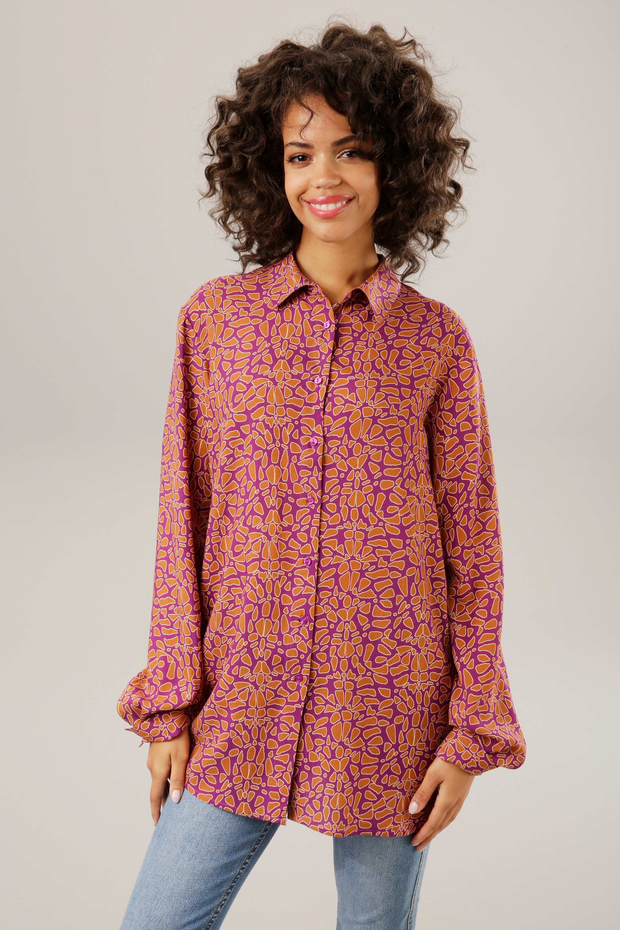 Aniston CASUAL Hemdbluse, mit trendfarbenem, Druck kaufen graphischem Jelmoli-Versand online 