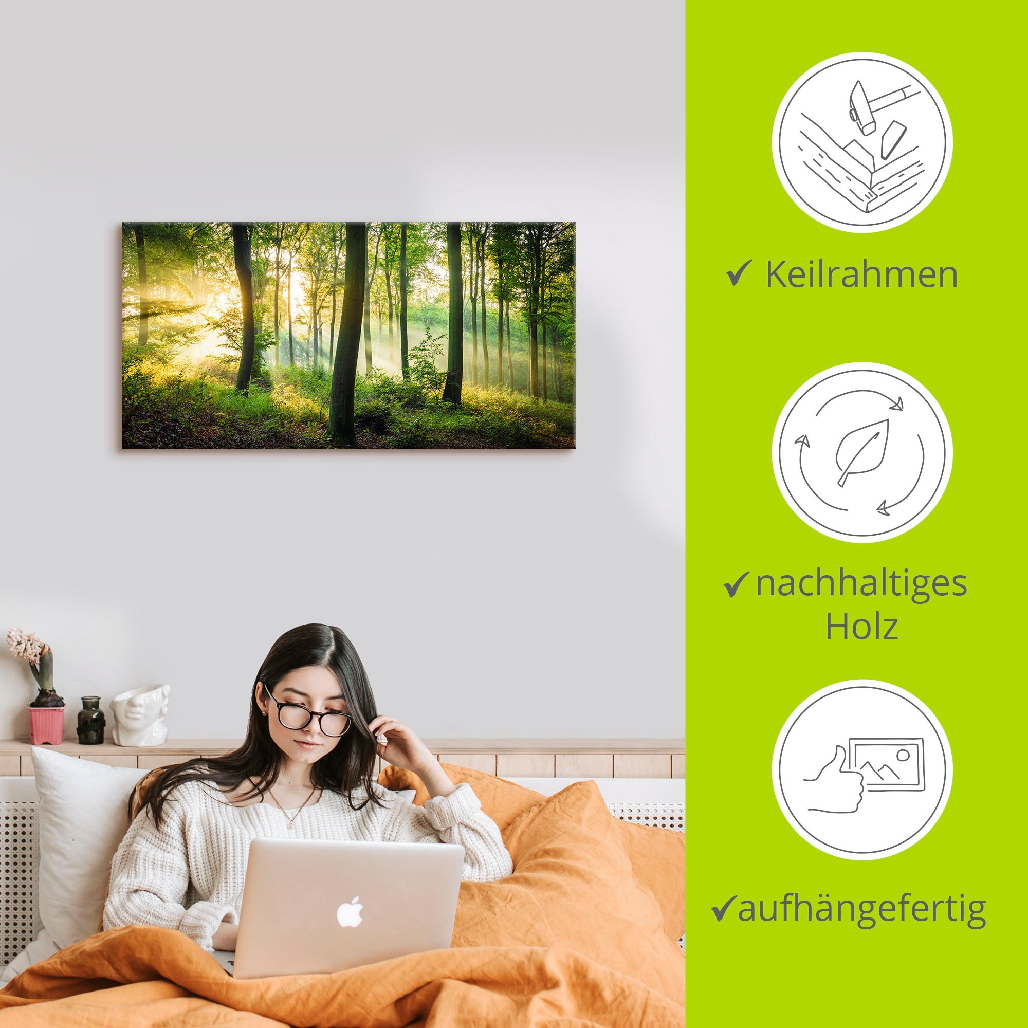 Artland Wandbild »Herbst im Wald II«, Waldbilder, (1 St.), als Alubild, Outdoorbild, Leinwandbild, Poster, Wandaufkleber