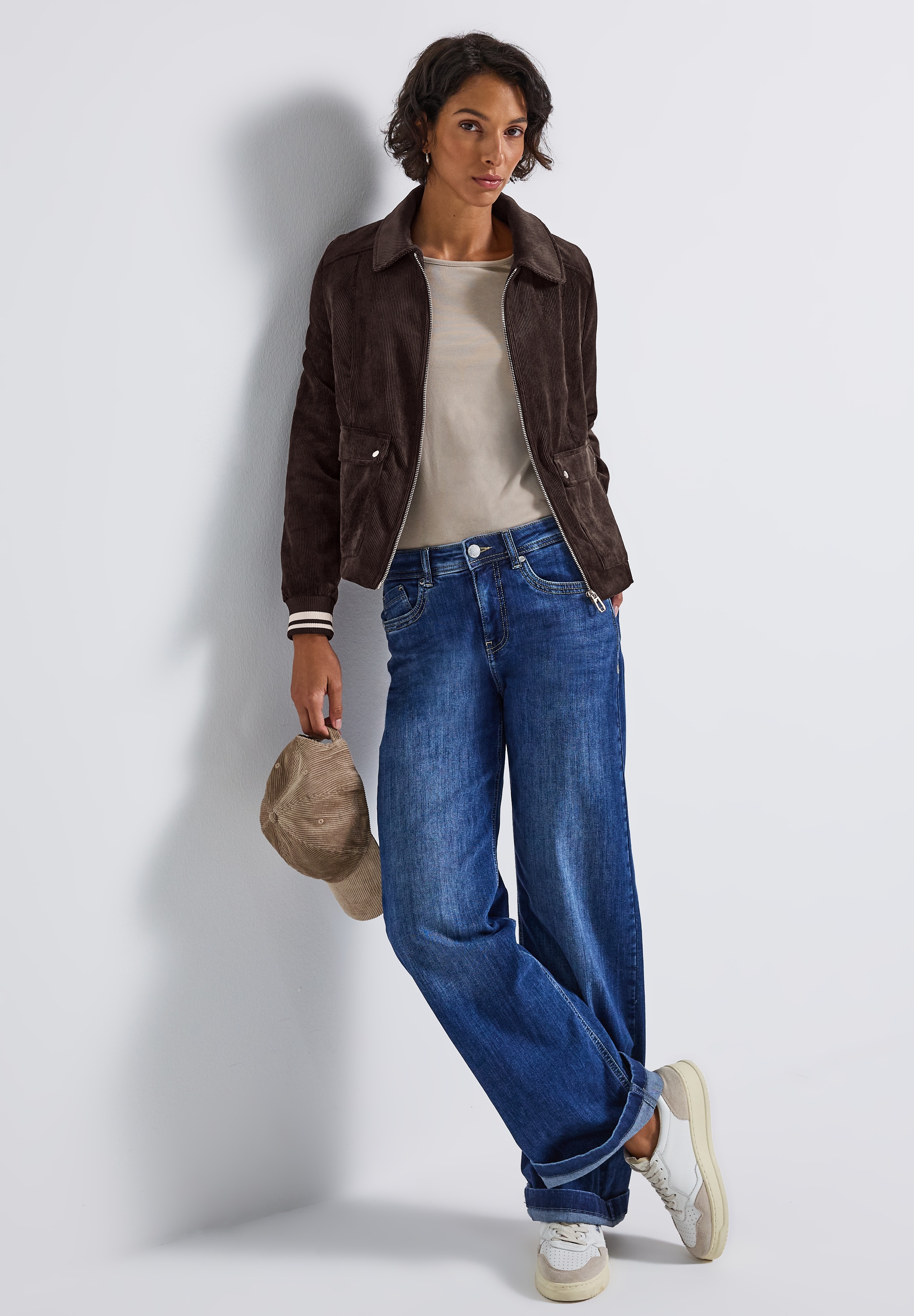 STREET ONE Cordjacke »Short Corduroy«, ohne Kapuze, im College-Style