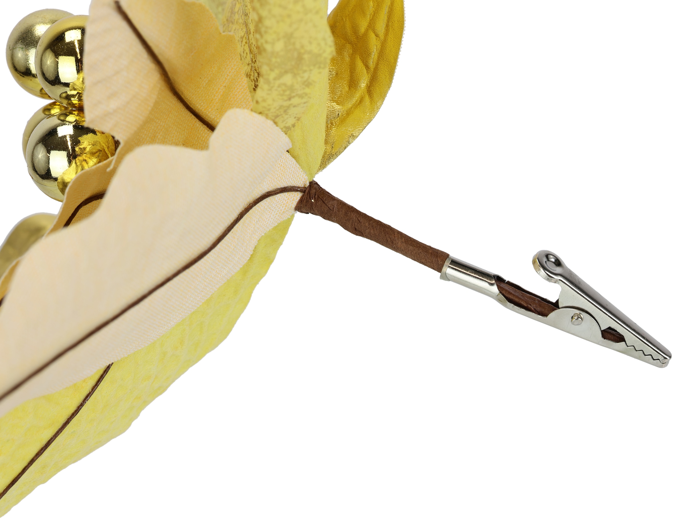 I.GE.A. Dekohänger »Poinsettia auf Clip«, (2 St.), 2er Set 28cm Weihnachts-Christstern künstlich Weihnachtsblume goldfarben
