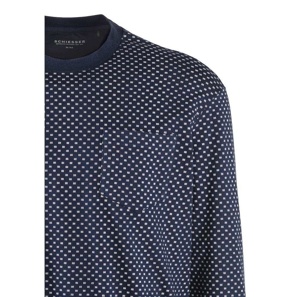 Schiesser Pyjama »"Dark Sapphire"«, (2 tlg.), mit Brusttasche, weiche Single-Jersey-Qualität, auch in grossen Grössen