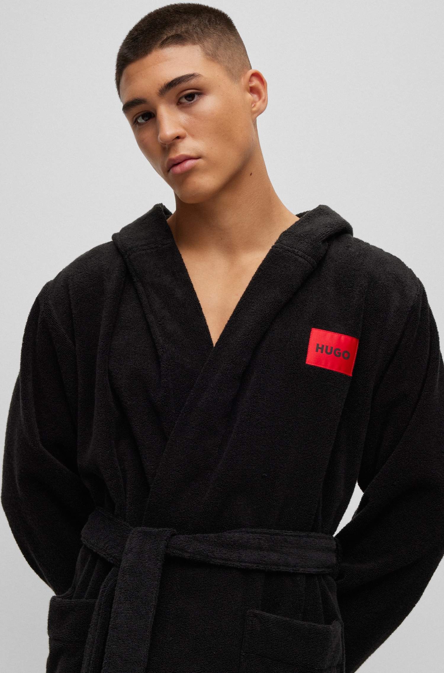 HUGO Underwear Bademantel »Terry Gown Hooded«, mit Kapuze & kontrastfarbenen Logo