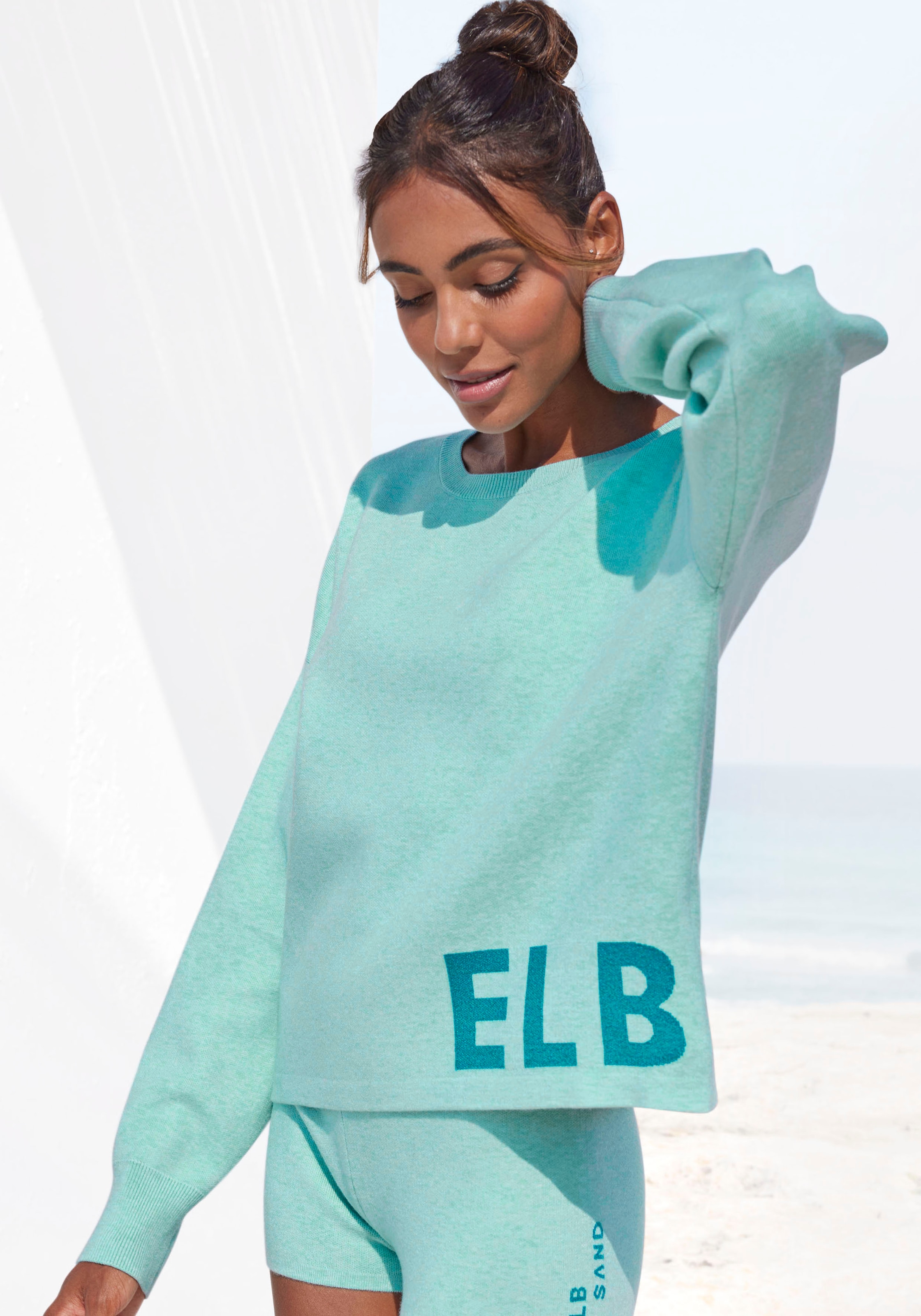 Elbsand Strickpullover »-Loungesweatshirt«, mit eingestricktem Logo