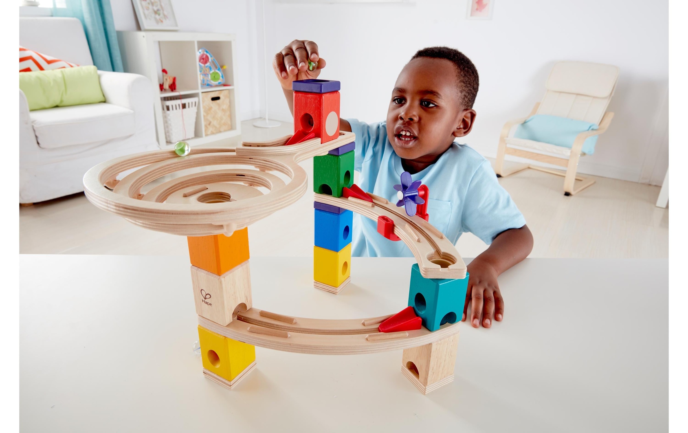 Hape Kugelbahn »Quadrilla Super Spiralburg & Endspurt«, (107 tlg.)