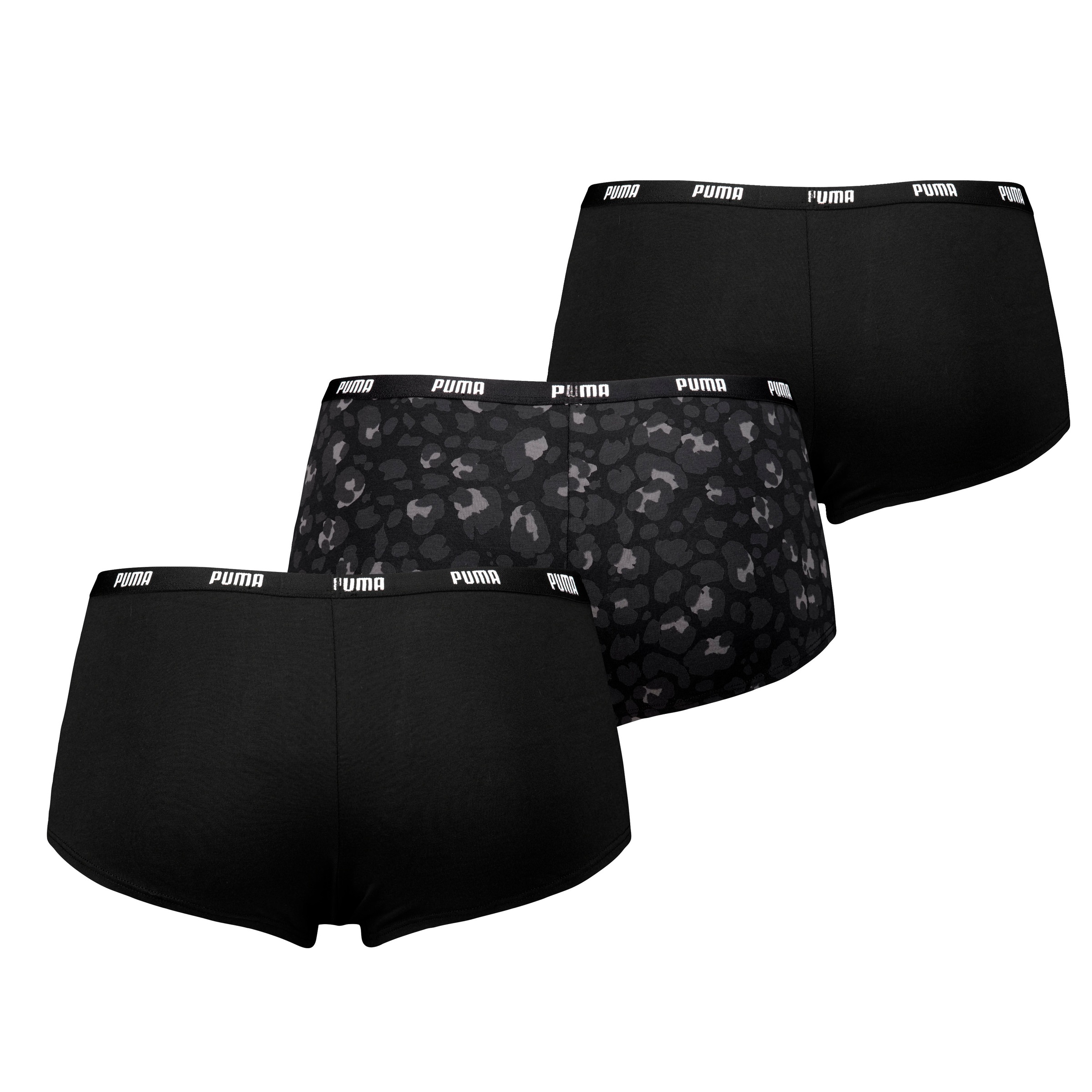 PUMA Panty »PUMA WOMEN PRINTED MINI SHORT 3P PACK« 3er Pack, 2x uni, 1x Animal-Design