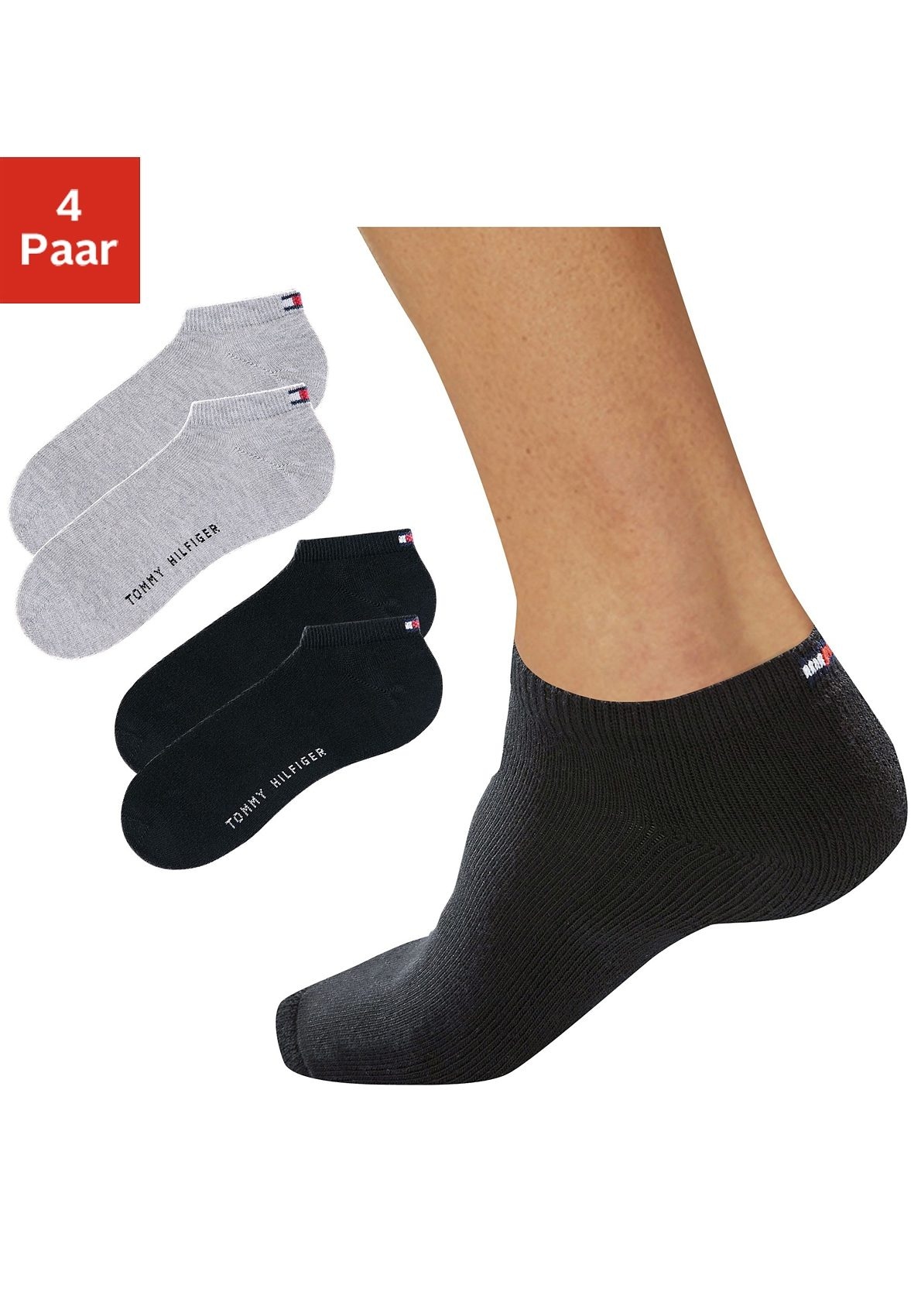 Tommy Hilfiger Sneakersocken, (4 Paar), mit Markenlogo