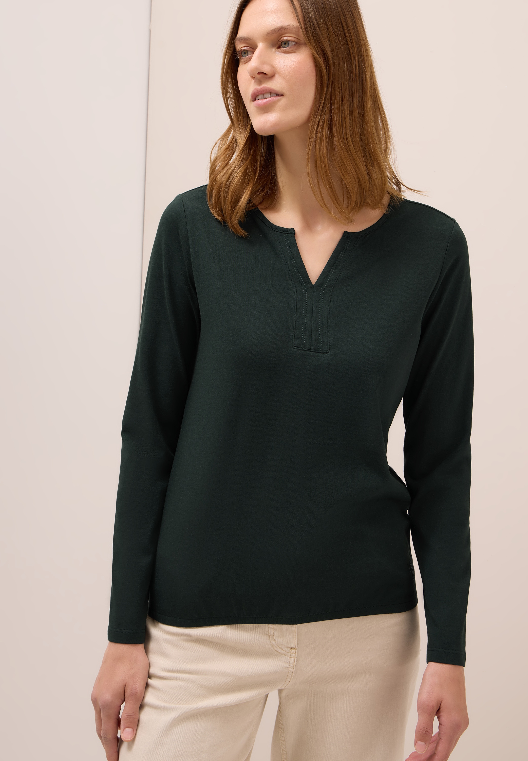 Cecil Tunikashirt Split Neck, unifarben