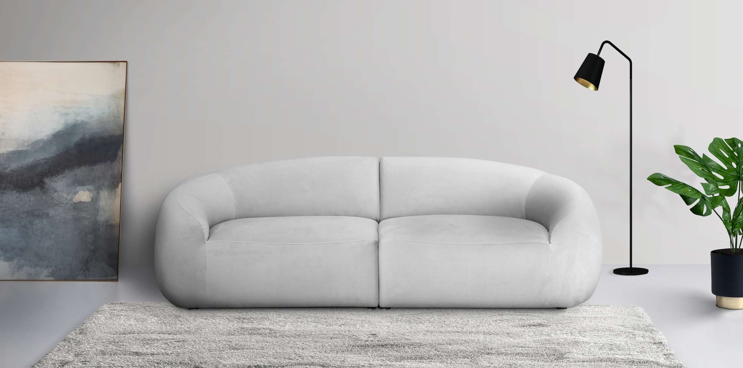 LeGer Home by Lena Gercke Big-Sofa »Designersofa, organische Form, Masse B/T/H: 240/64/81 cm«, mit Wellenunterfederung, auch in Bouclé, passend zur Serie