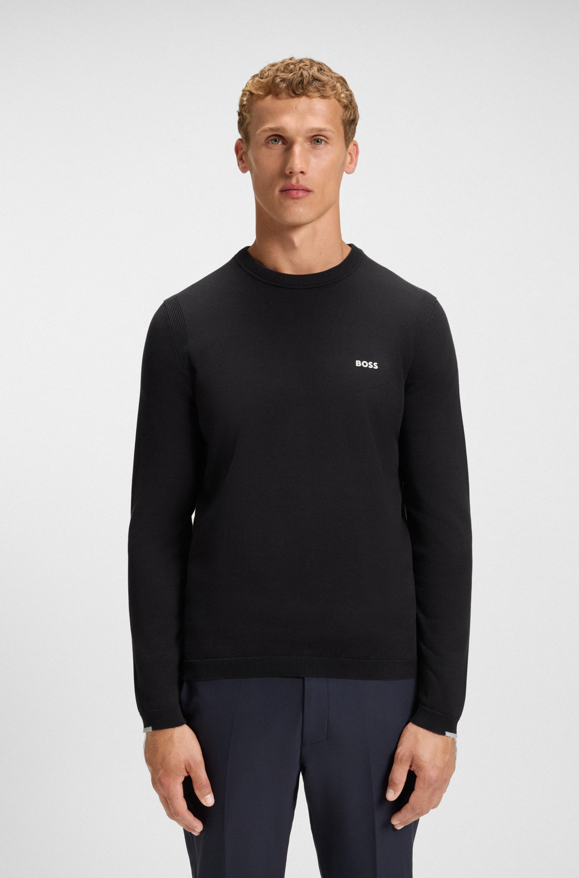 BOSS GREEN Rundhalspullover »K Ever-X CN« mit Logo-Schriftzug