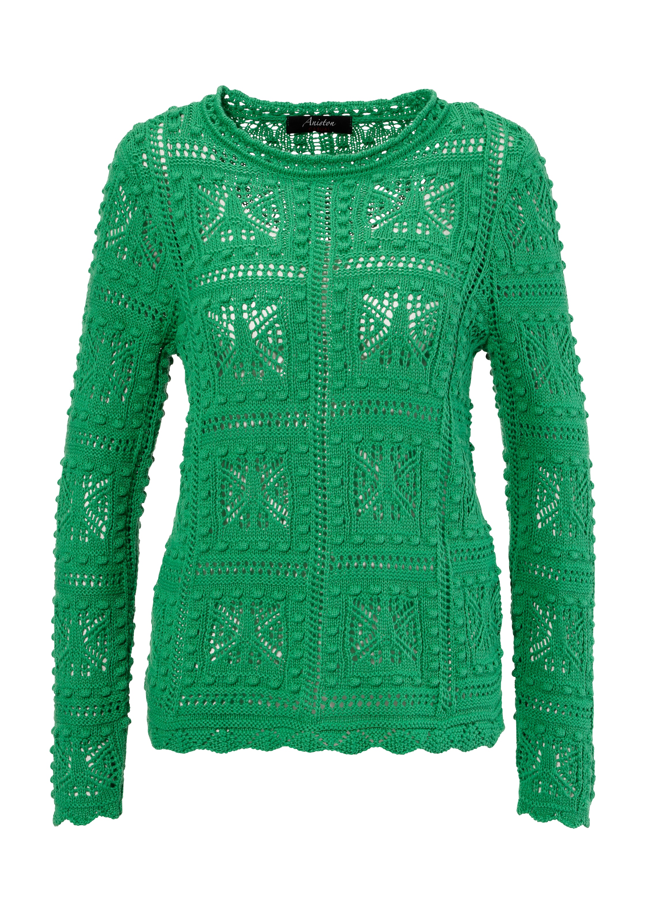 Aniston CASUAL Strickpullover, im attraktiven Ajour-Muster-Mix