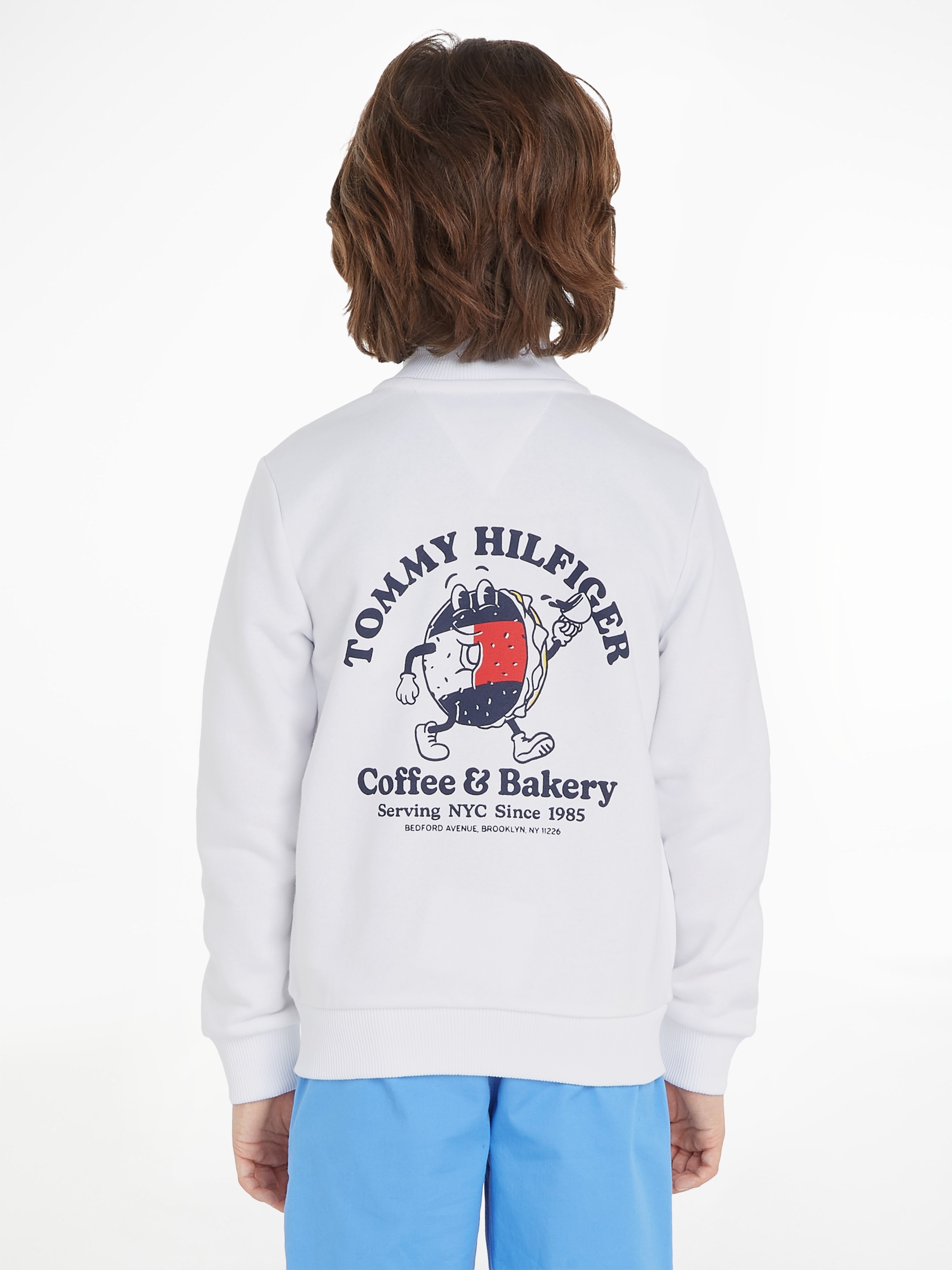 ✵ Tommy Hilfiger Sweatshirt mit auf Print günstig ZIP FULL bestellen »TOMMY grossem Jelmoli-Versand BAGELS der | Rückseite SWEATSHIRT«