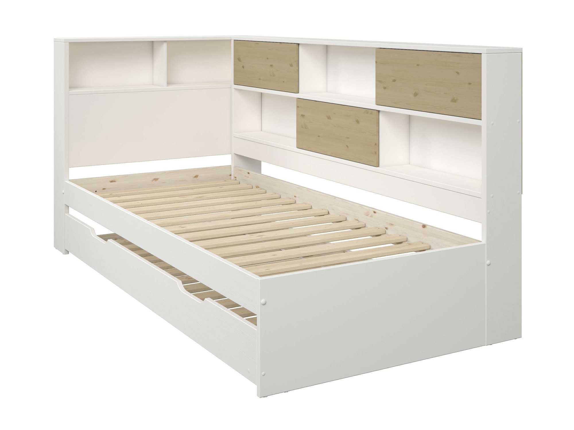 Home affaire Stauraumbett »Amance«, (Aussenmasse B/T/H: 110,2/220,1/106,9 cm), teilmassiv, FSC® zertifiziert, inklusive Lattenrost, viel Stauraum