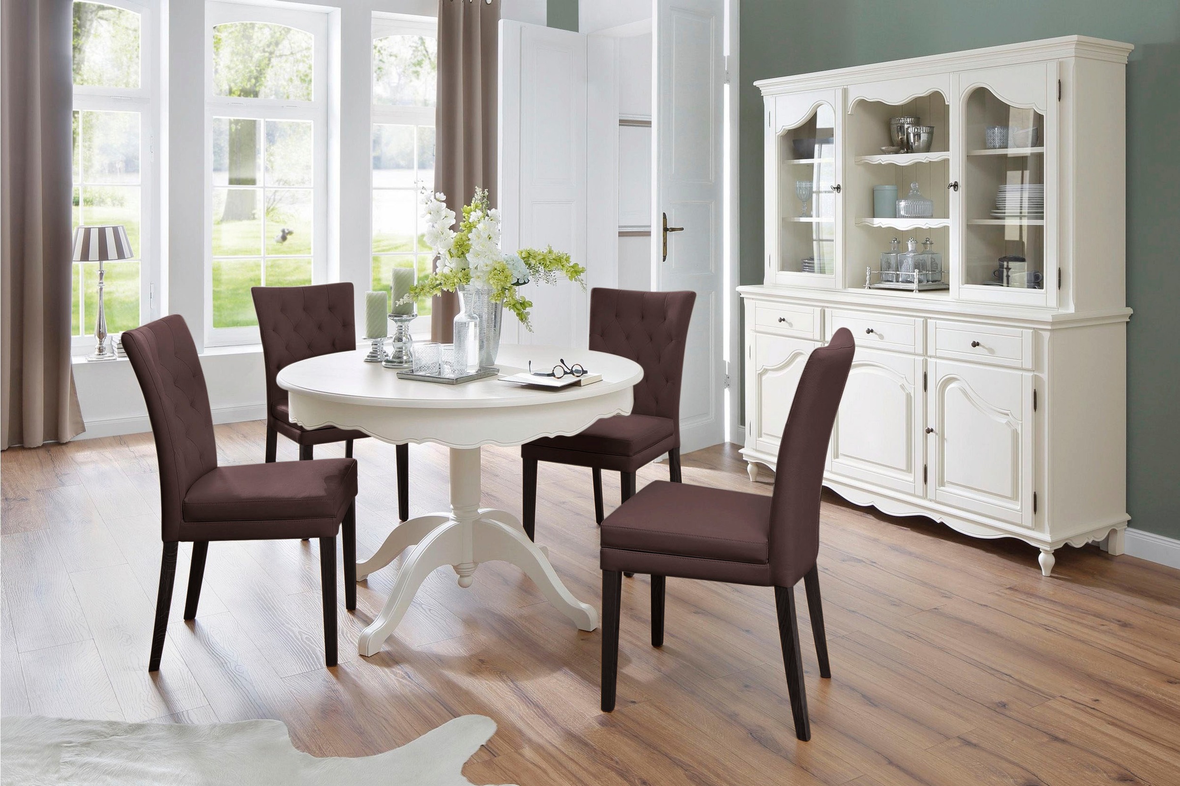 Home affaire 4-Fussstuhl »Colorado«, (Set), 6 St., Kunstleder, Beine aus Buche, wengefarben lackiert, Im 2er, 4er oder 6er-Set