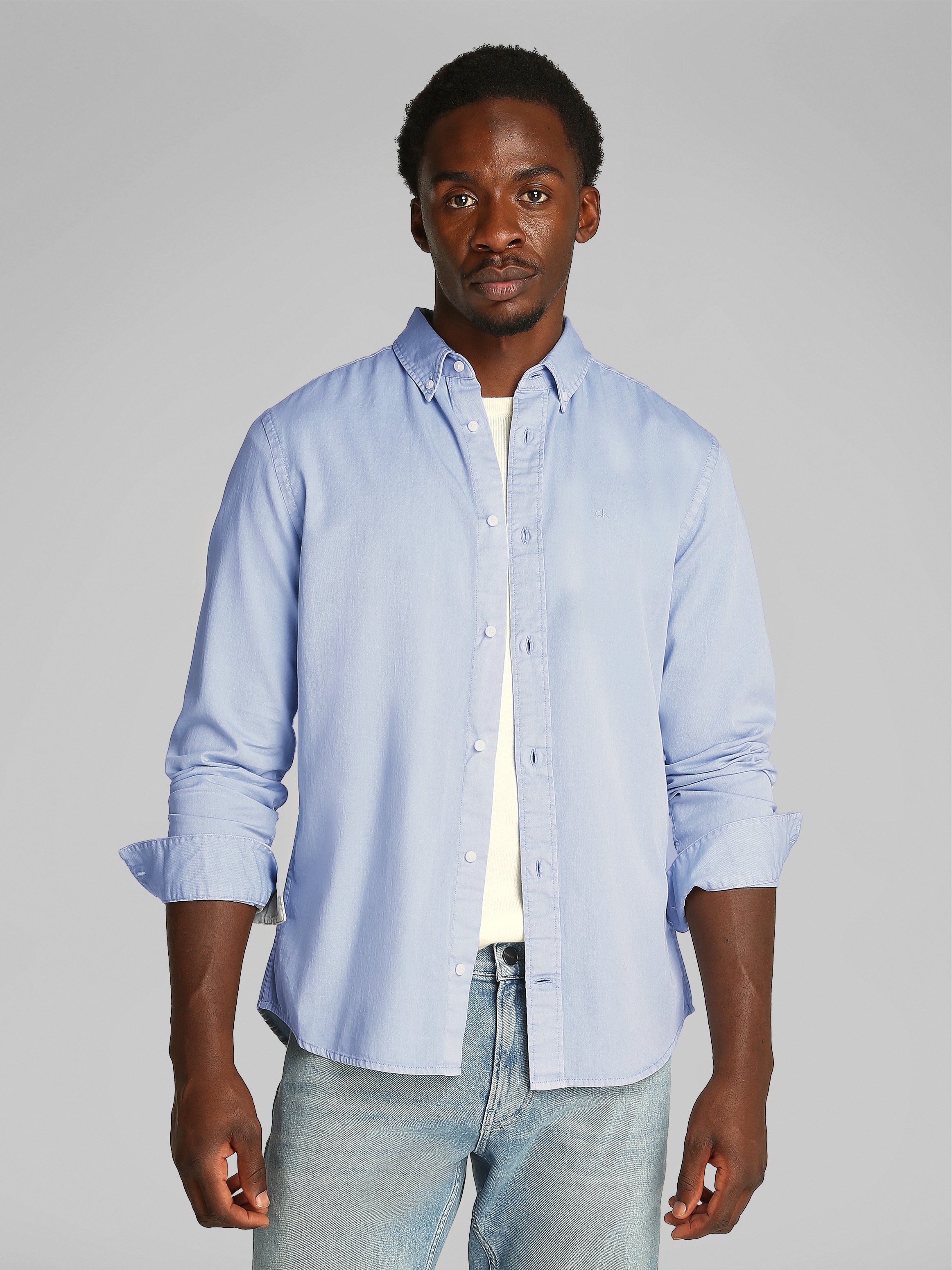 Calvin Klein Langarmhemd »GARMENT DYED TWILL SHIRT« mit Logostickerei