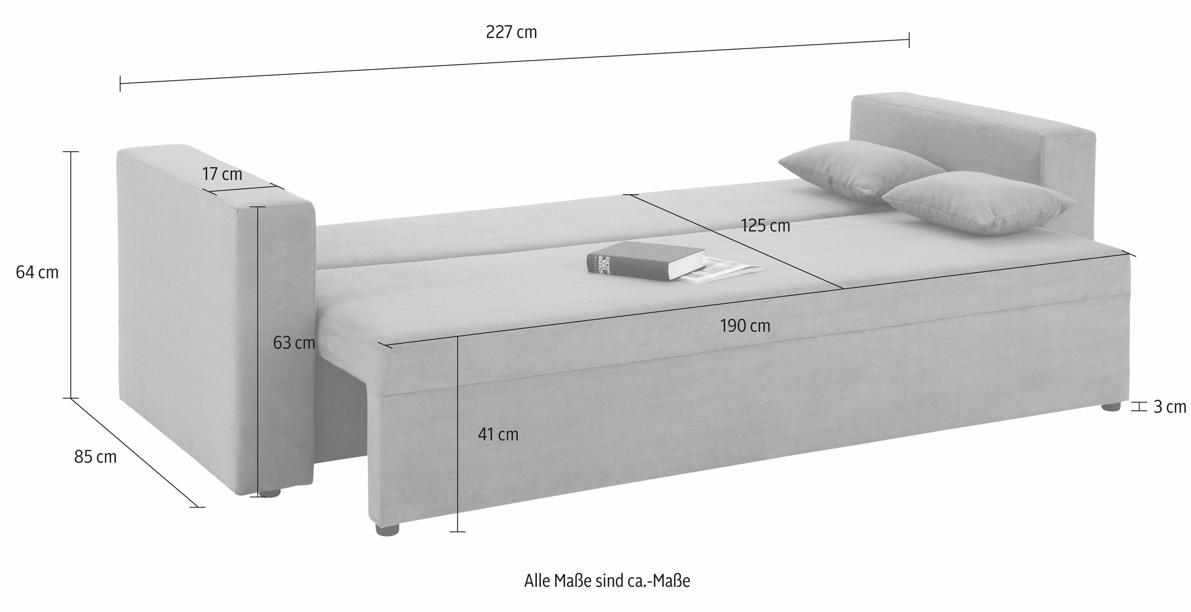 Home affaire 3-Sitzer »Pur«, wahlweise mit Bettfunktion