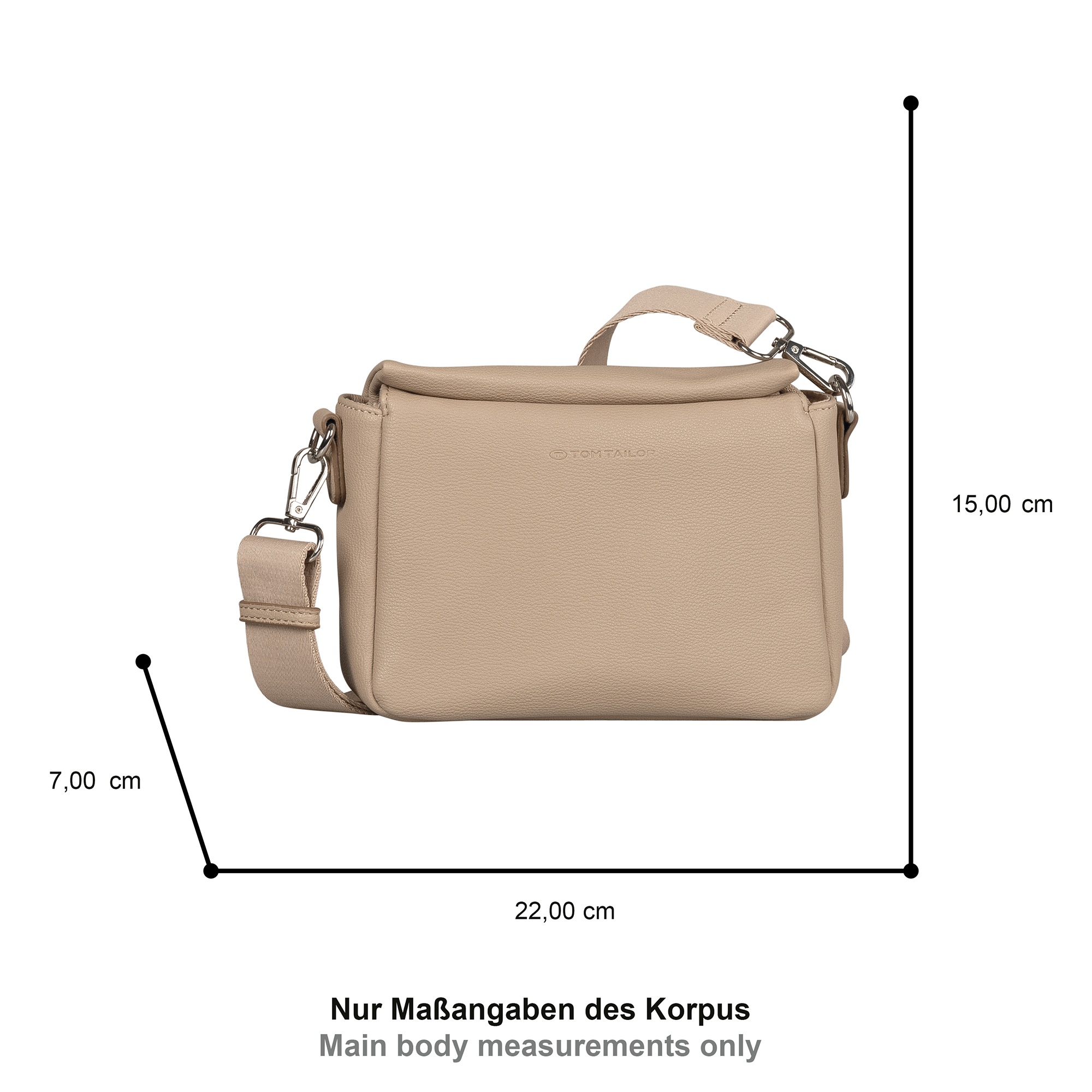 TOM TAILOR Umhängetasche "Rella" aus fein genarbtem Material mit farblich passendem Gewebeband