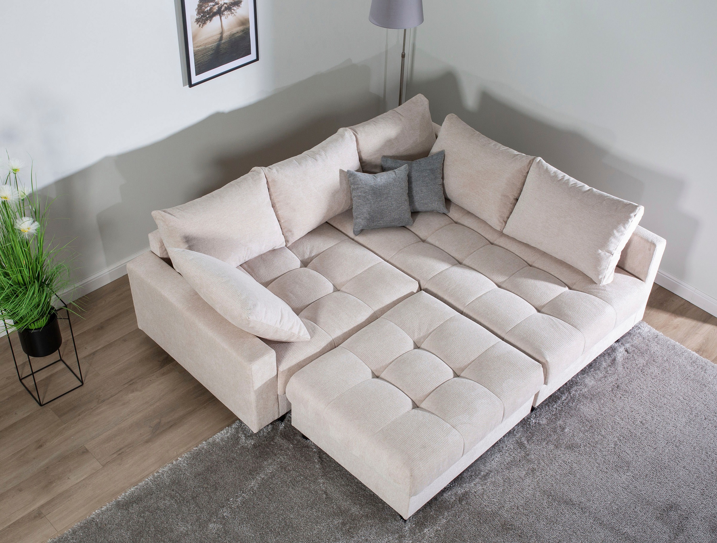 Home affaire Ecksofa »Toni L-Form«, Ottomane beidseitig montierbar, Federkern-Polsterung