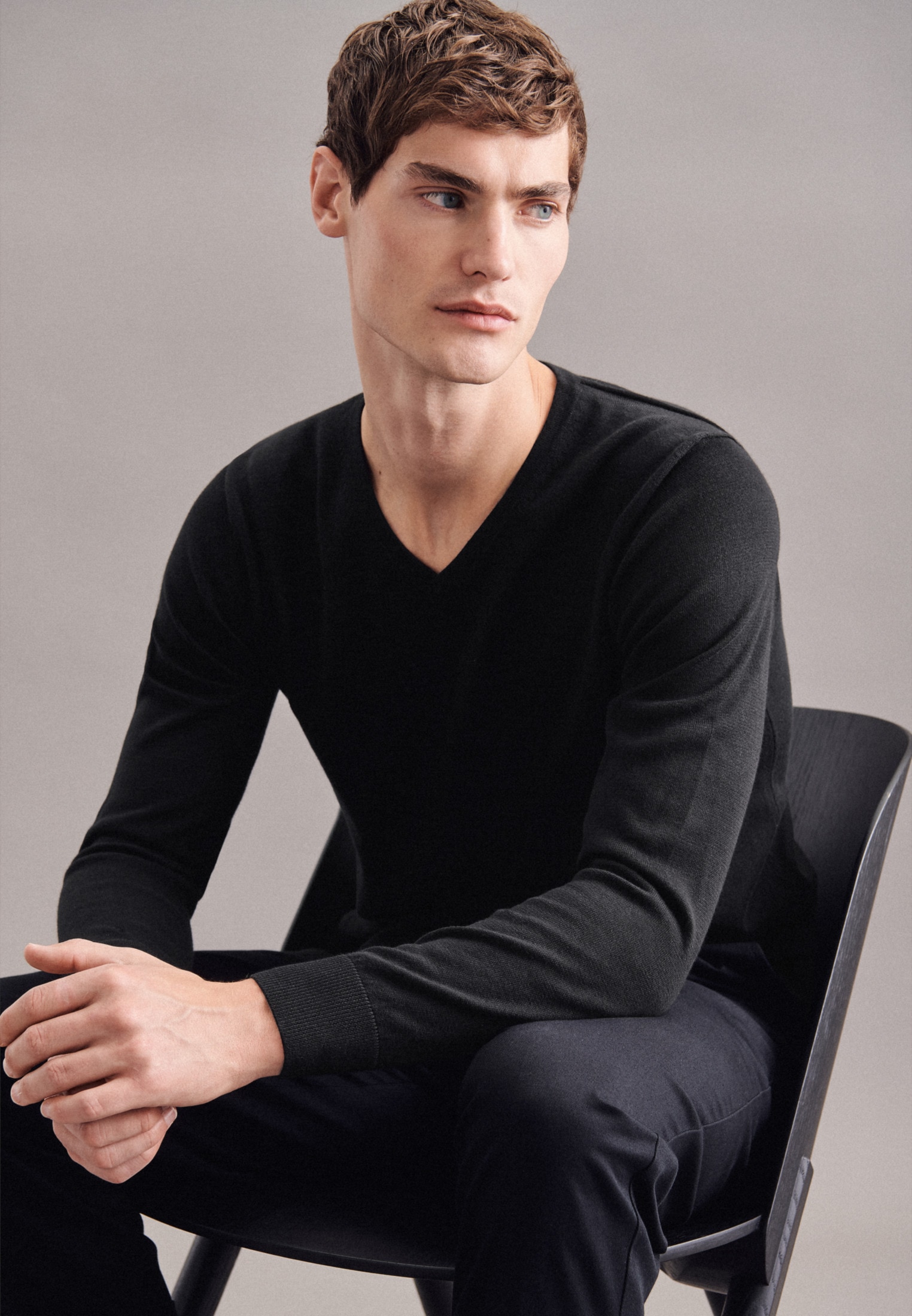 seidensticker Strickpullover »Schwarze Rose«, Langarm V-Neck Uni
