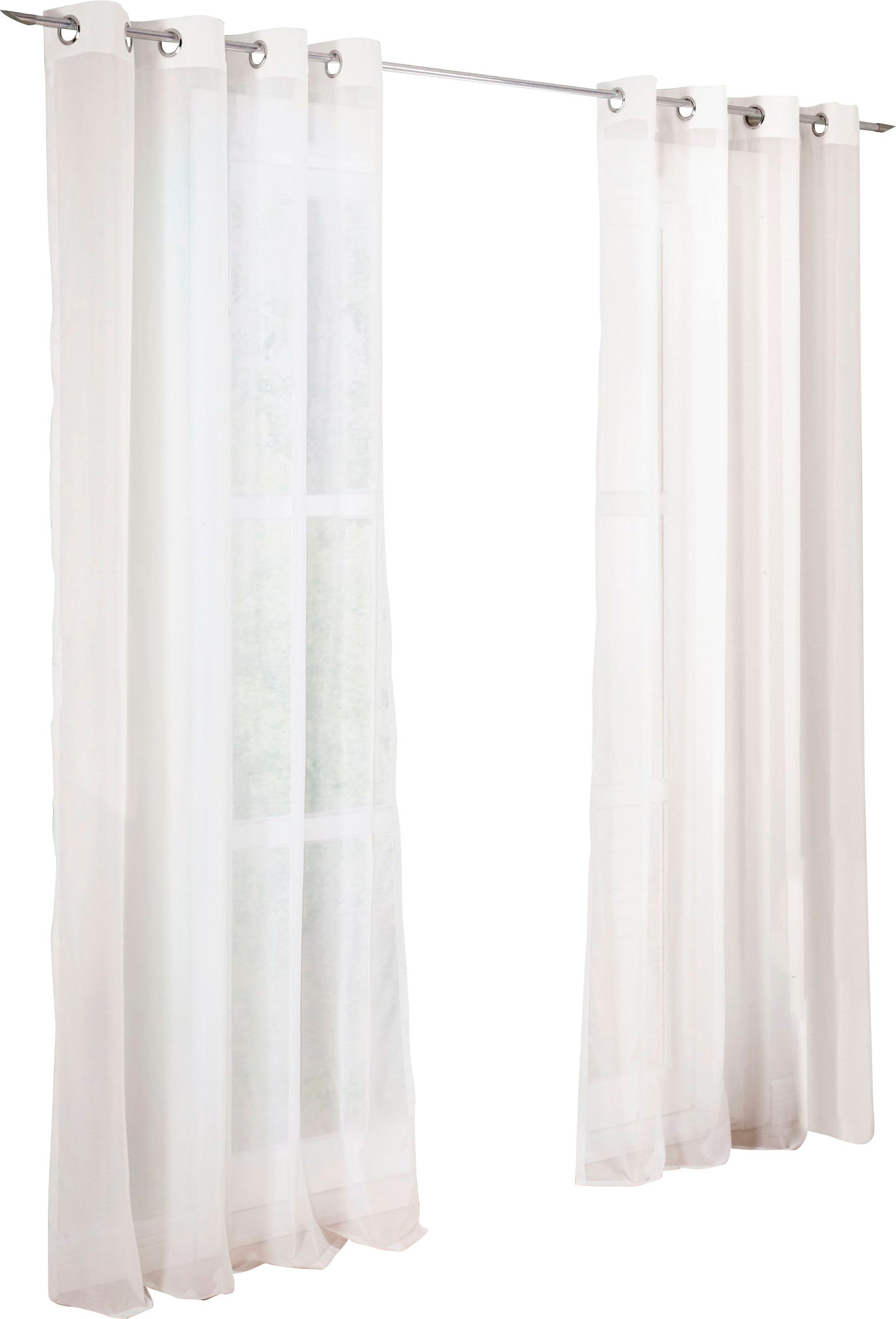 GOODproduct Gardine "Malin" Ösen 2 Stk. tlg. halbtransparent, Gardine, 2-er Set