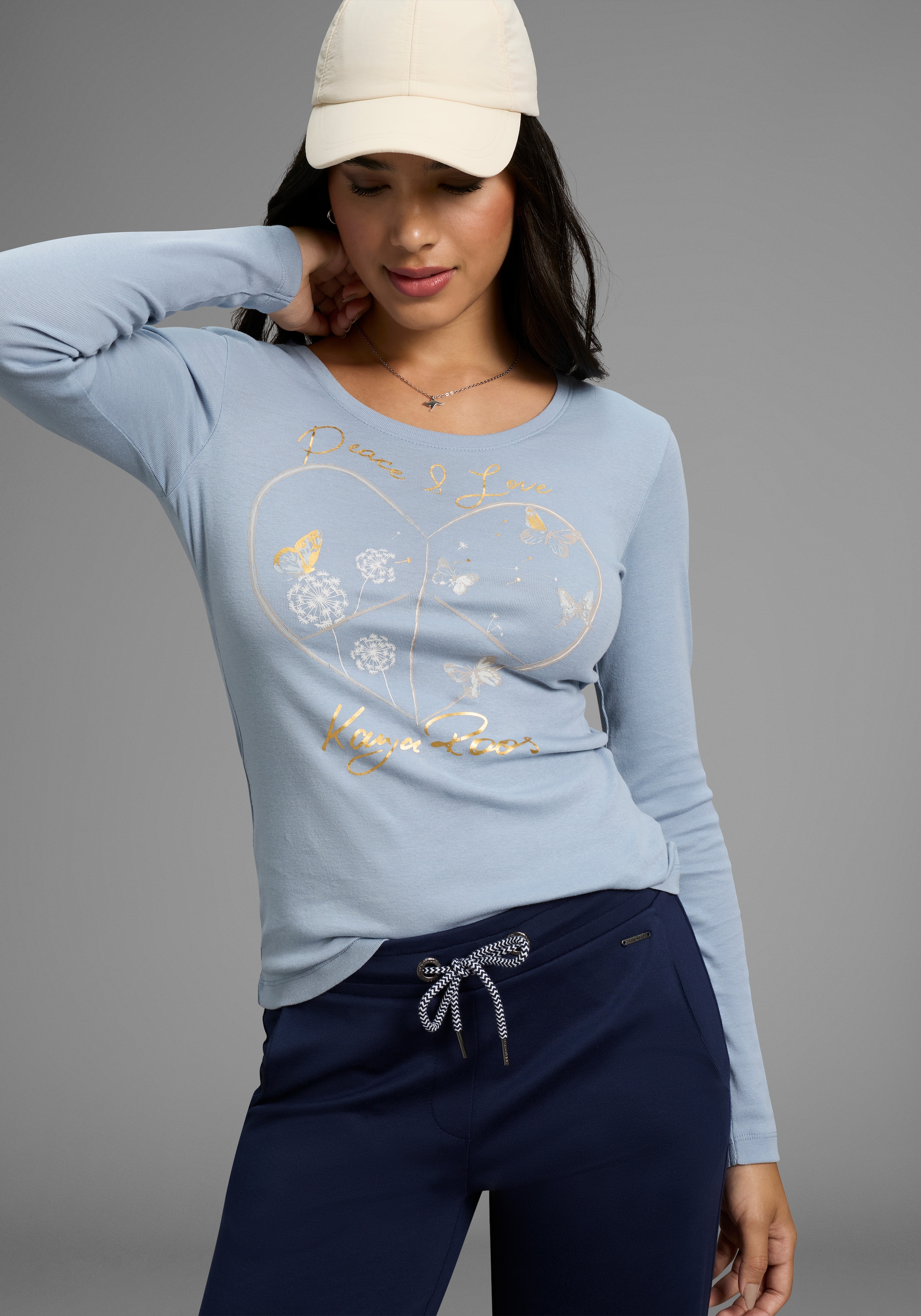 KangaROOS Langarmshirt mit Herz-Print