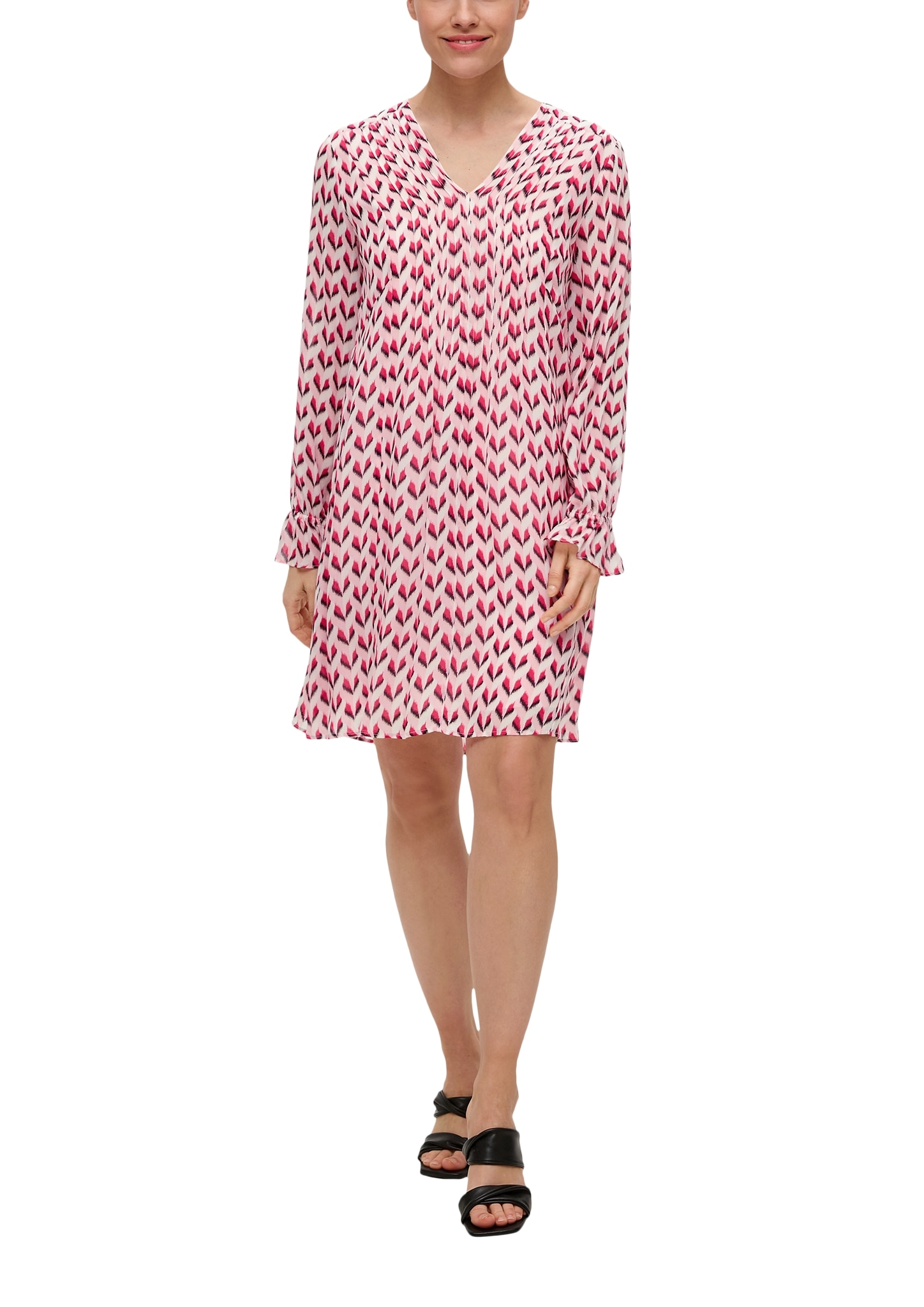 s.Oliver BLACK LABEL Tunikakleid, mit Minimalprint und aus Viskose