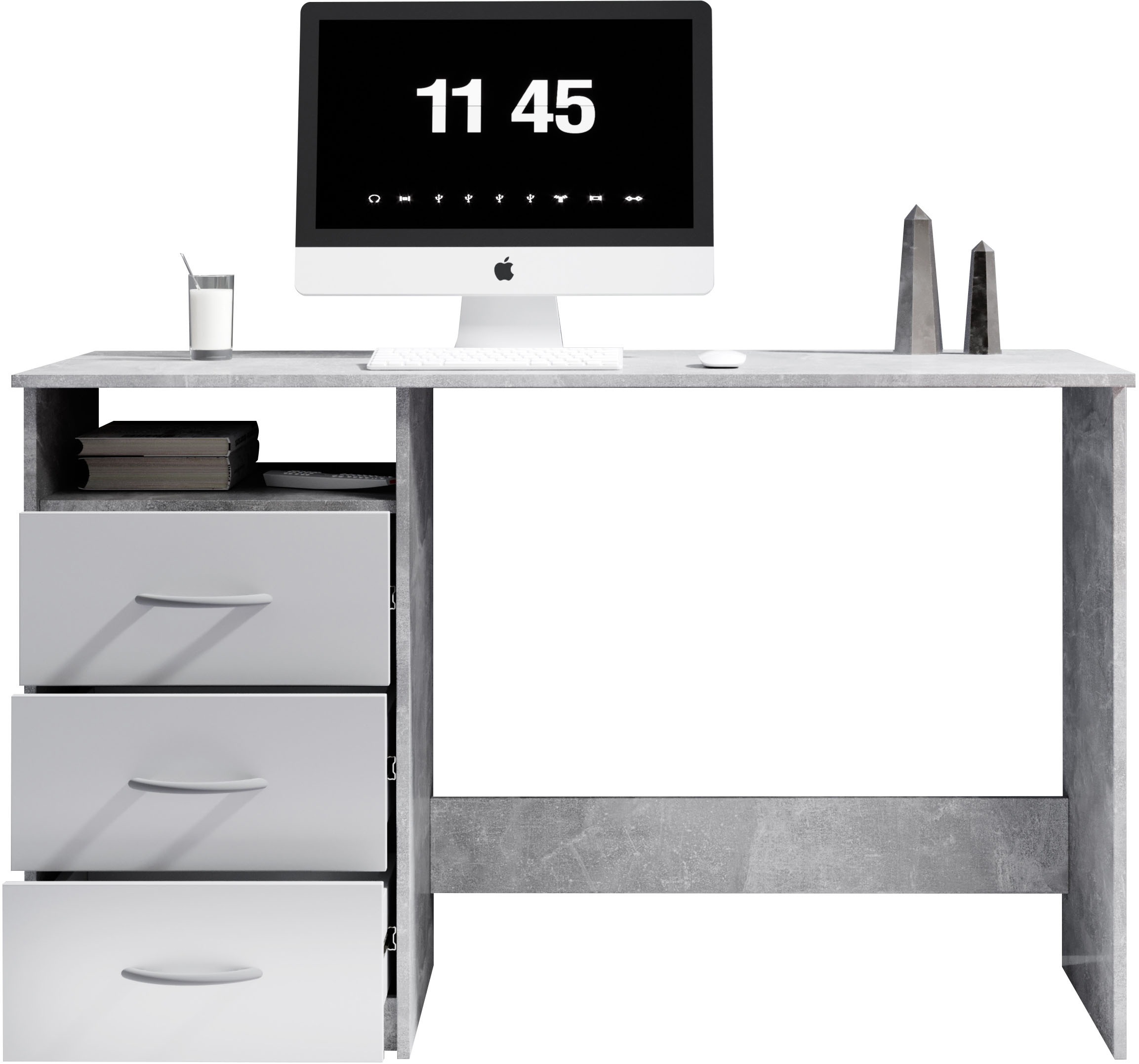 BEGA OFFICE Schreibtisch »Adria, Computertisch,«, Schubkästen rechts oder links montierbar, Breite 123 cm