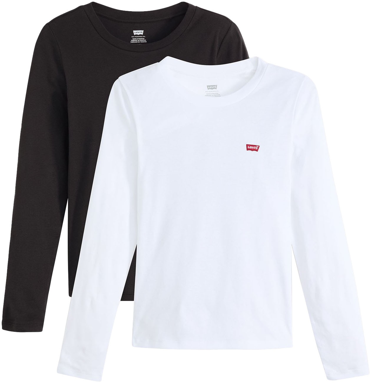Levi's® Langarmshirt »LS 2 Pack Tee« Packung, 2 Stk. mit Batwing Logo-Stickerei