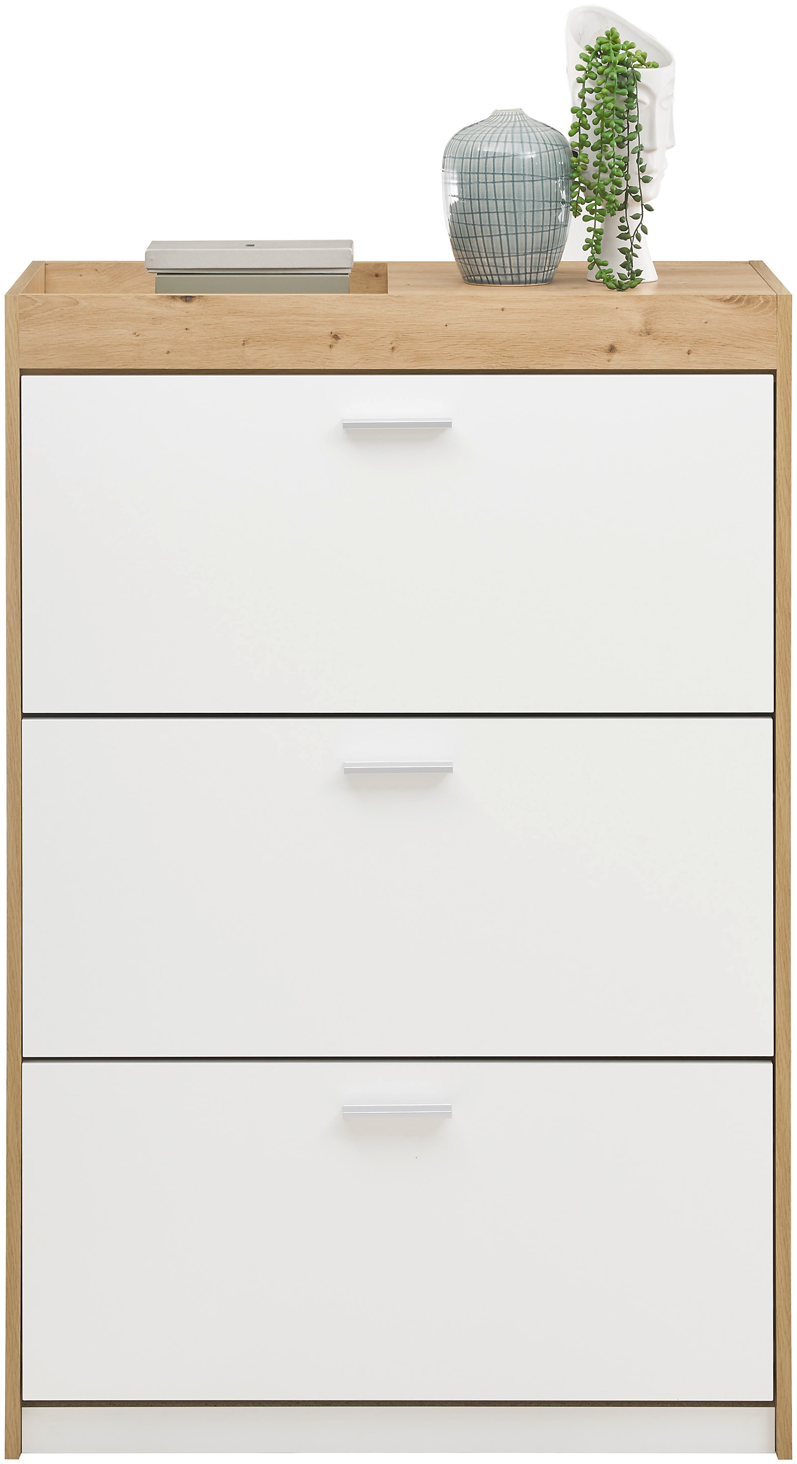 HBZ Schuhschrank »Paris weiss matt, BxHxT 84x126x38 cm«, (1 St.), Schuhkipper mit 3 Klappen, Platz für ca. 18-24 Paar Schuhe