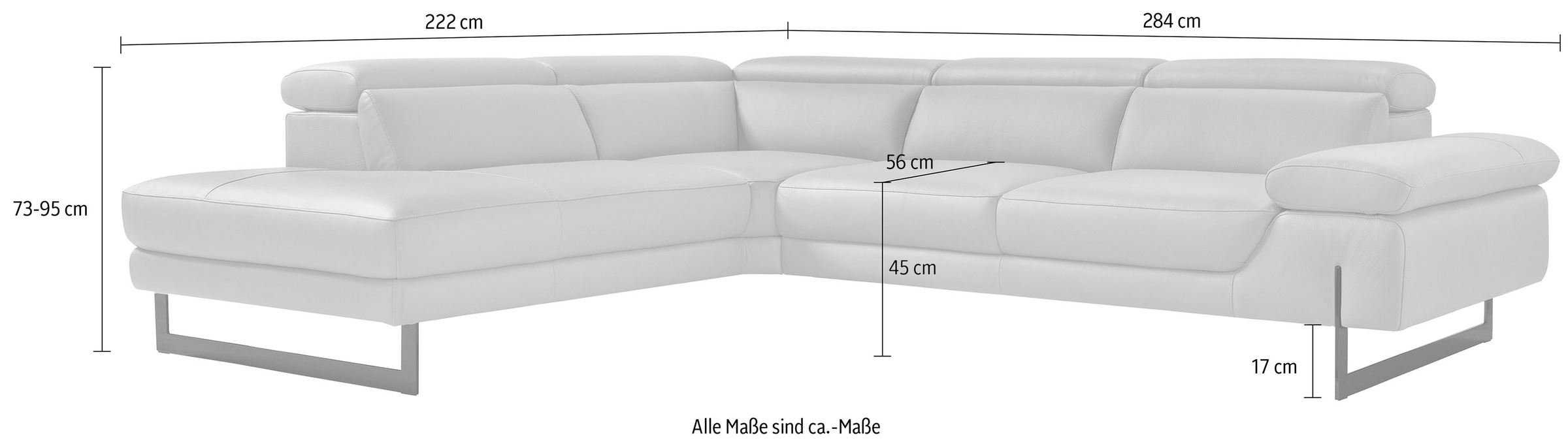 Egoitaliano Ecksofa »Queenie, extravagantes Sofa mit erstklassigem Sitzkomfort«, mit verstellbarer Armlehne und Kopfteilen für Wohlfühlkomfort