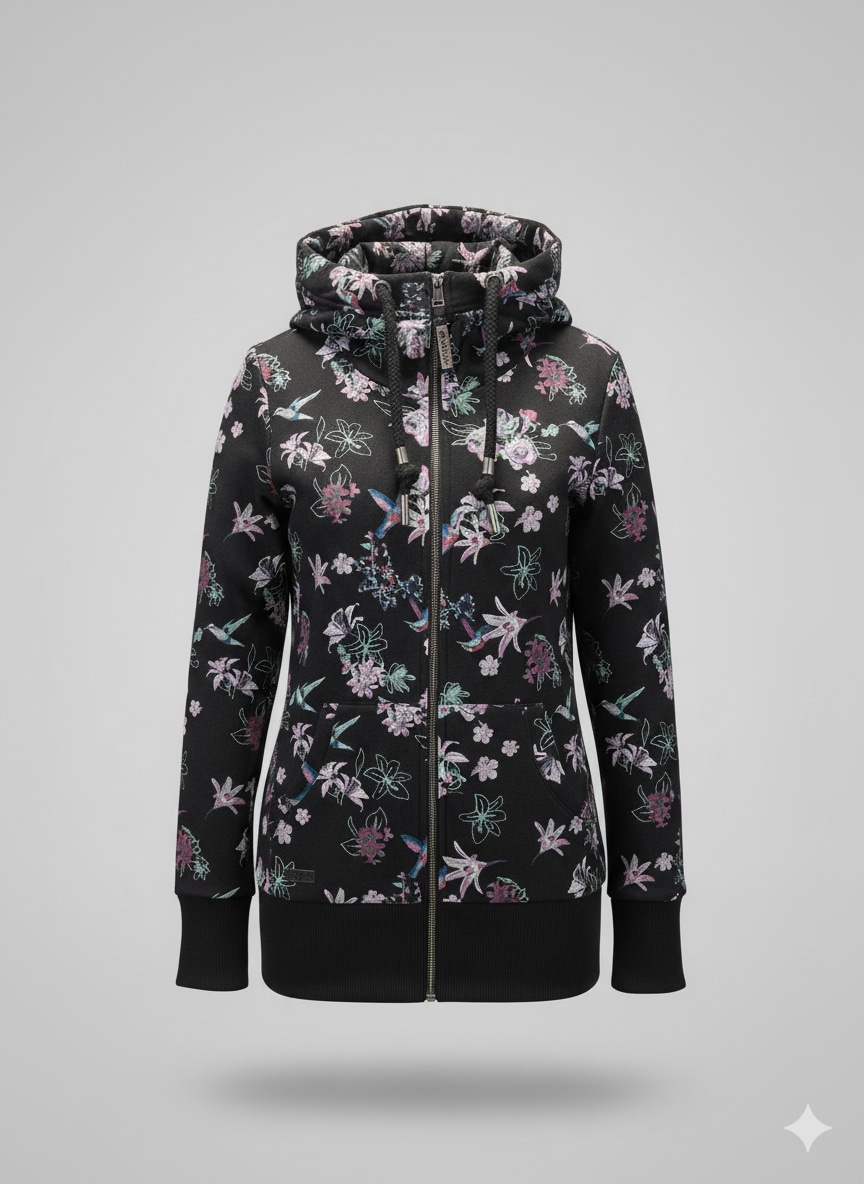 Ragwear Sweatjacke »NESKA ZIP FLOWERS O«, mit extra breiten Bündchen