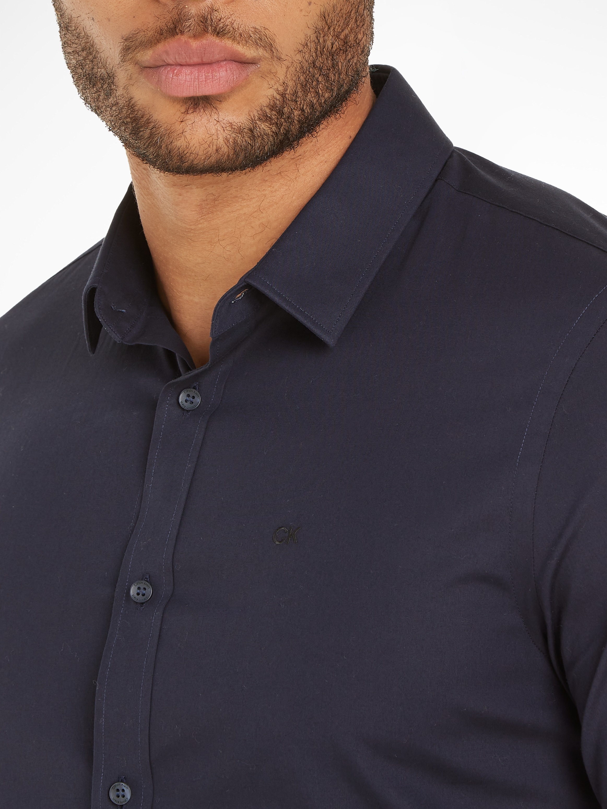 Calvin Klein Langarmhemd »SLIM FIT STRETCH POPLIN«, mit Kentkragen