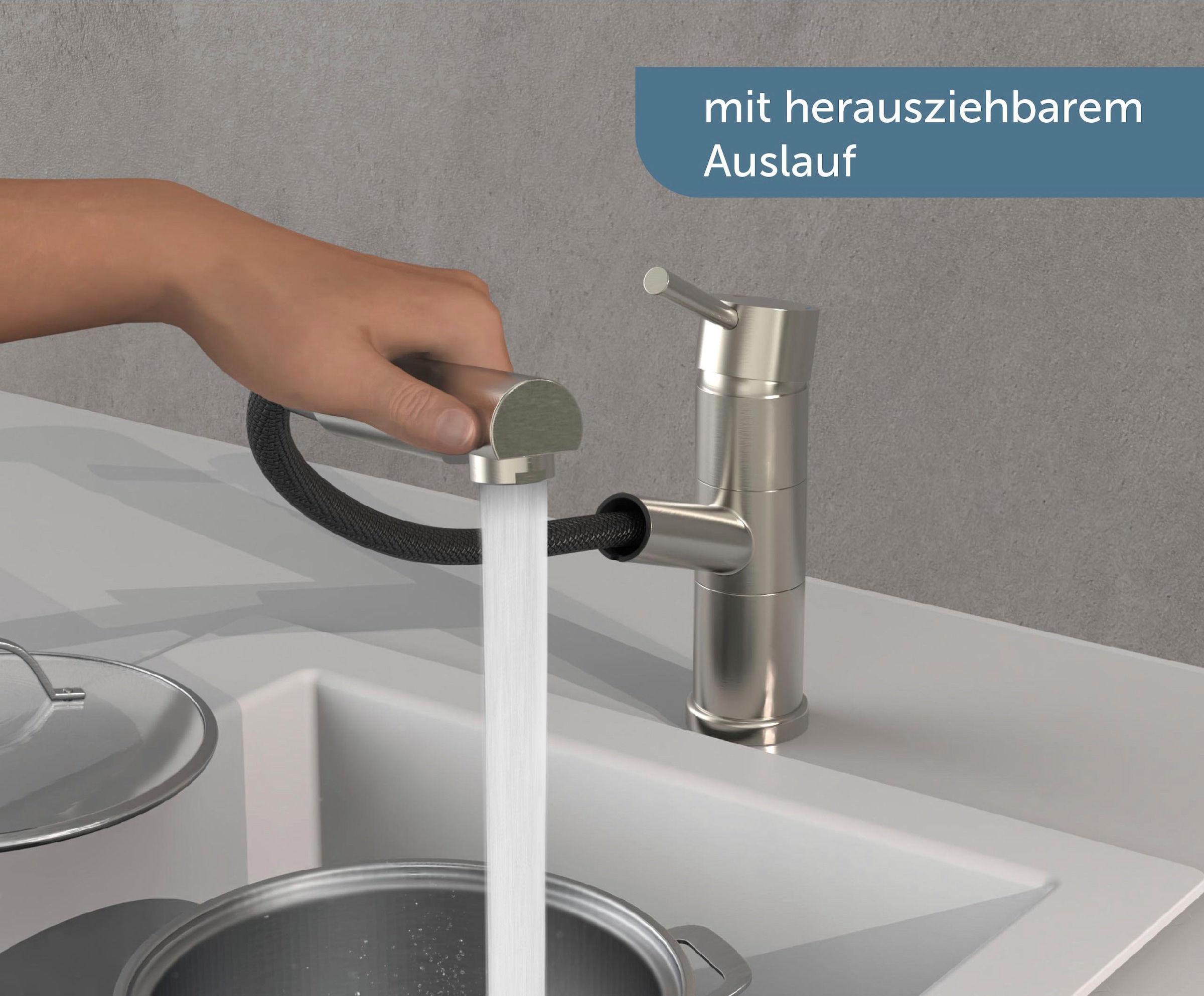 Schütte Spültischarmatur »UNICORN«, (Mischbatterie), Hochdruck Küchenarmatur mit Geschirrbrause, Wasserhahn ausziehbar