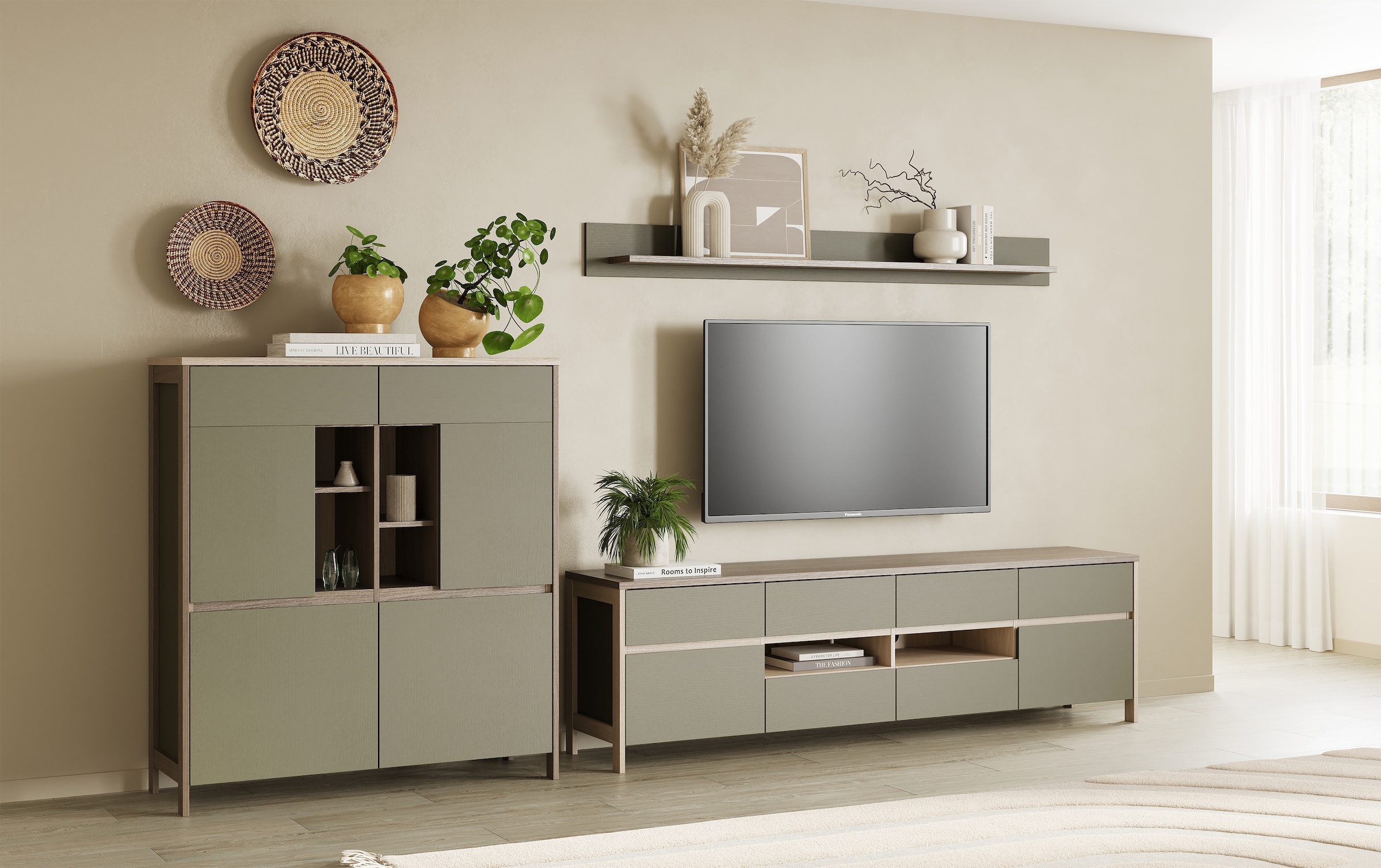 Home affaire Wandboard »Stranda, Wandregal im Scandi-Style, Wandhalter mit Ablagefläche«, vielseitig einsetzbares Hängeregal, in zwei Farben & Grössen verfügbar