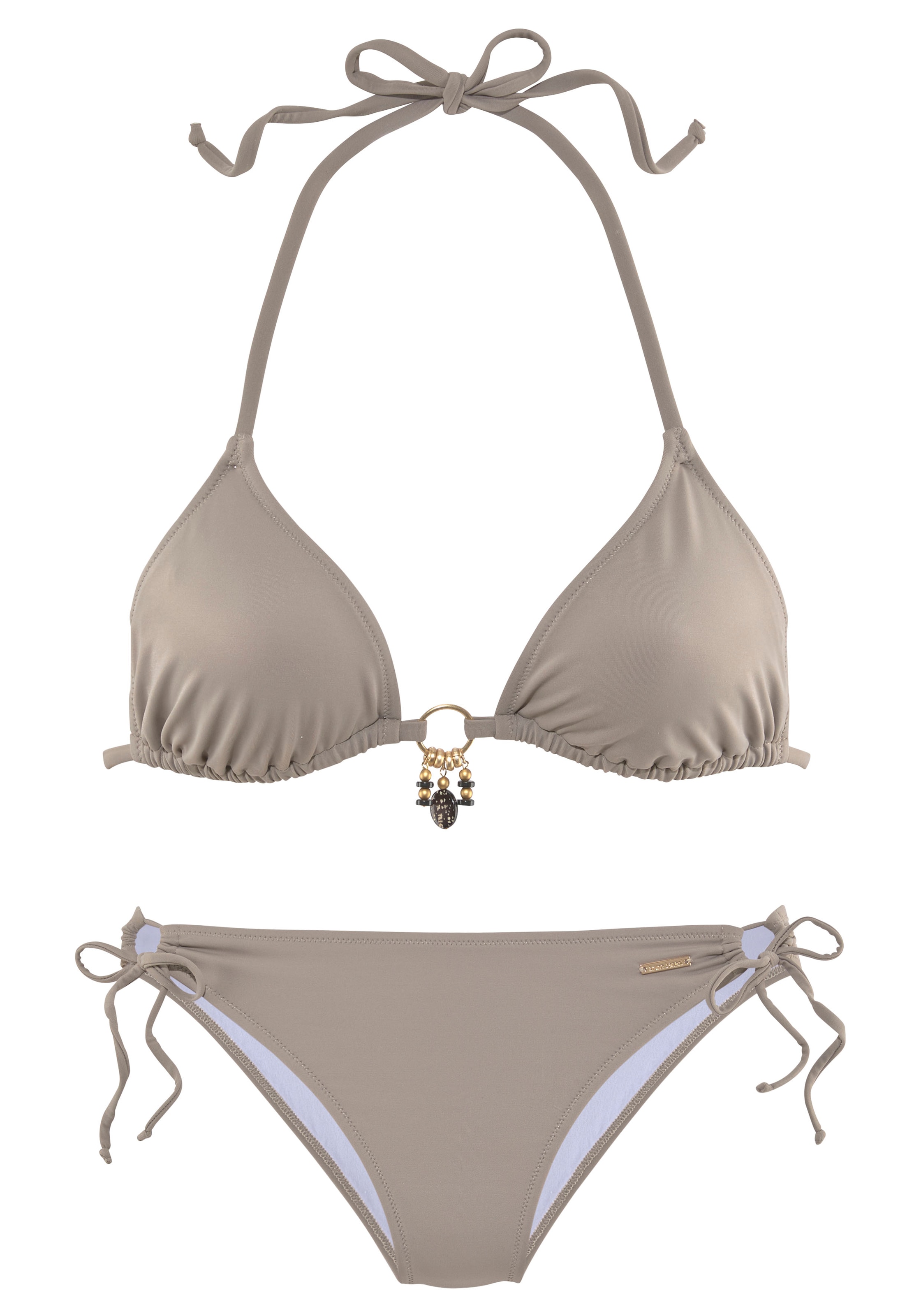 Bruno Banani Triangel-Bikini, mit goldfarben-schwarzenen Accessories