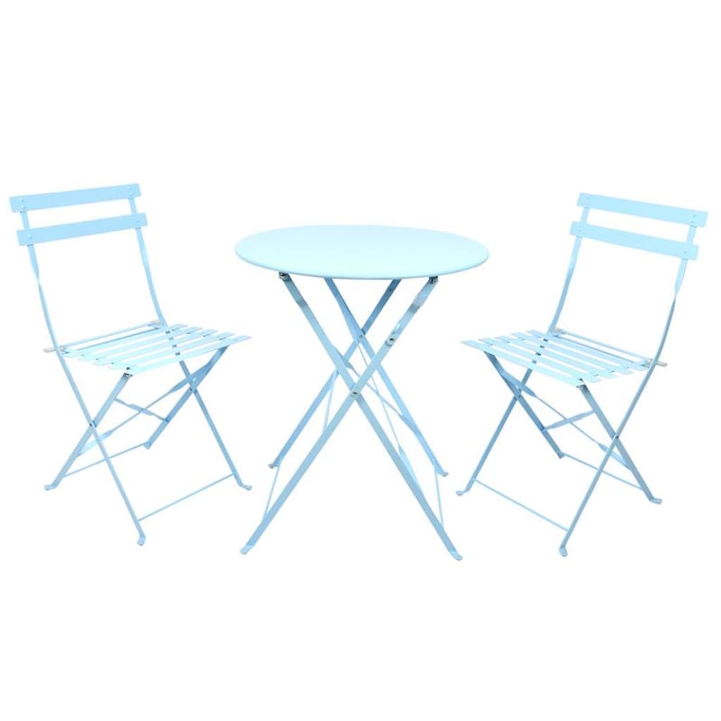 esschert design Balkonset »Tisch und Stühle Stahl, blau«, (Set, 3 tlg.)