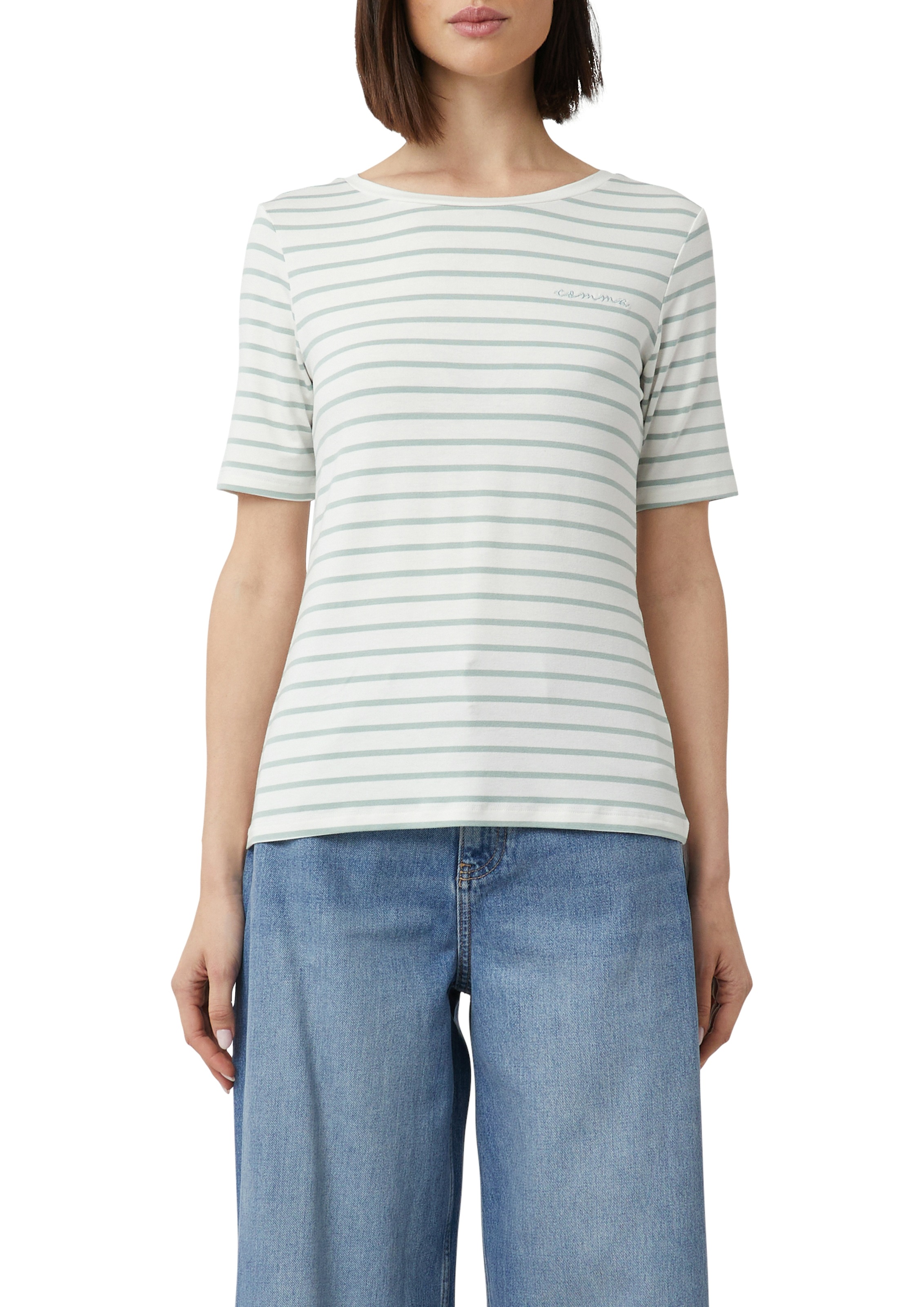 Comma T-Shirt mit Logo Stickerei