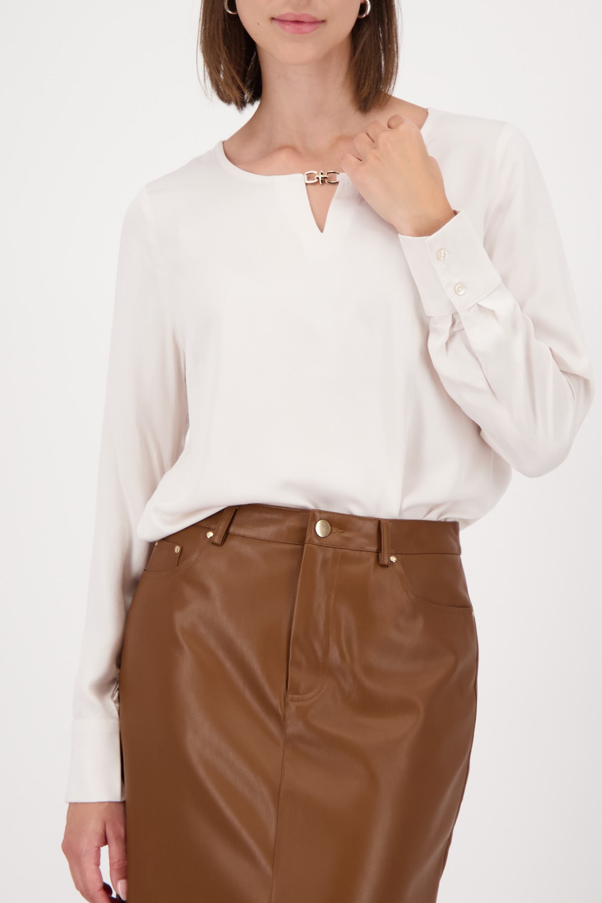 Monari Langarmbluse Regular fit mit Rundhalsausschnitt mit Schmuckdetail