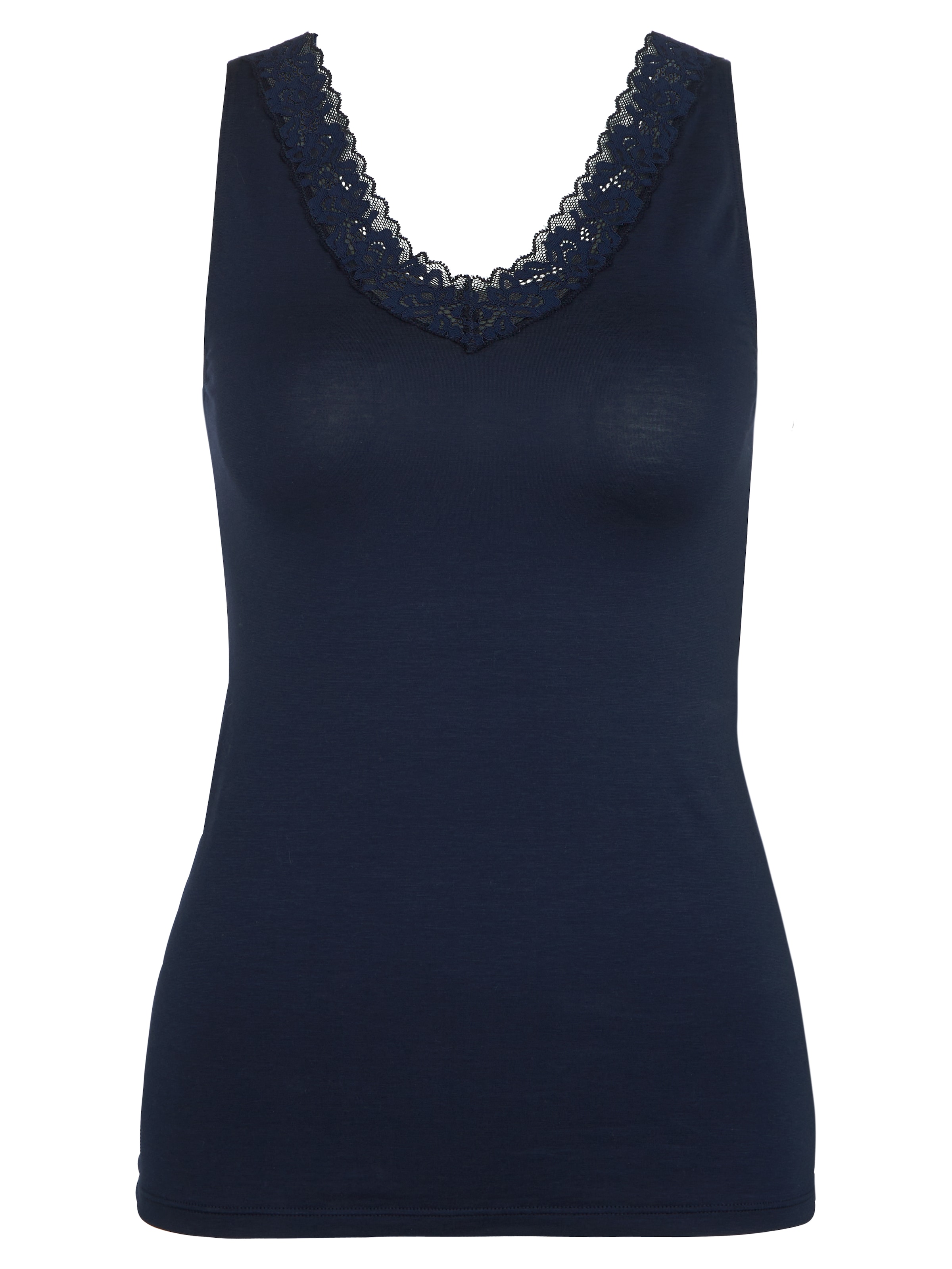 CALIDA Tanktop »Natural Comfort Lace«, elastisch, V-Ausschnitt, weiche Spitze, breite Träger