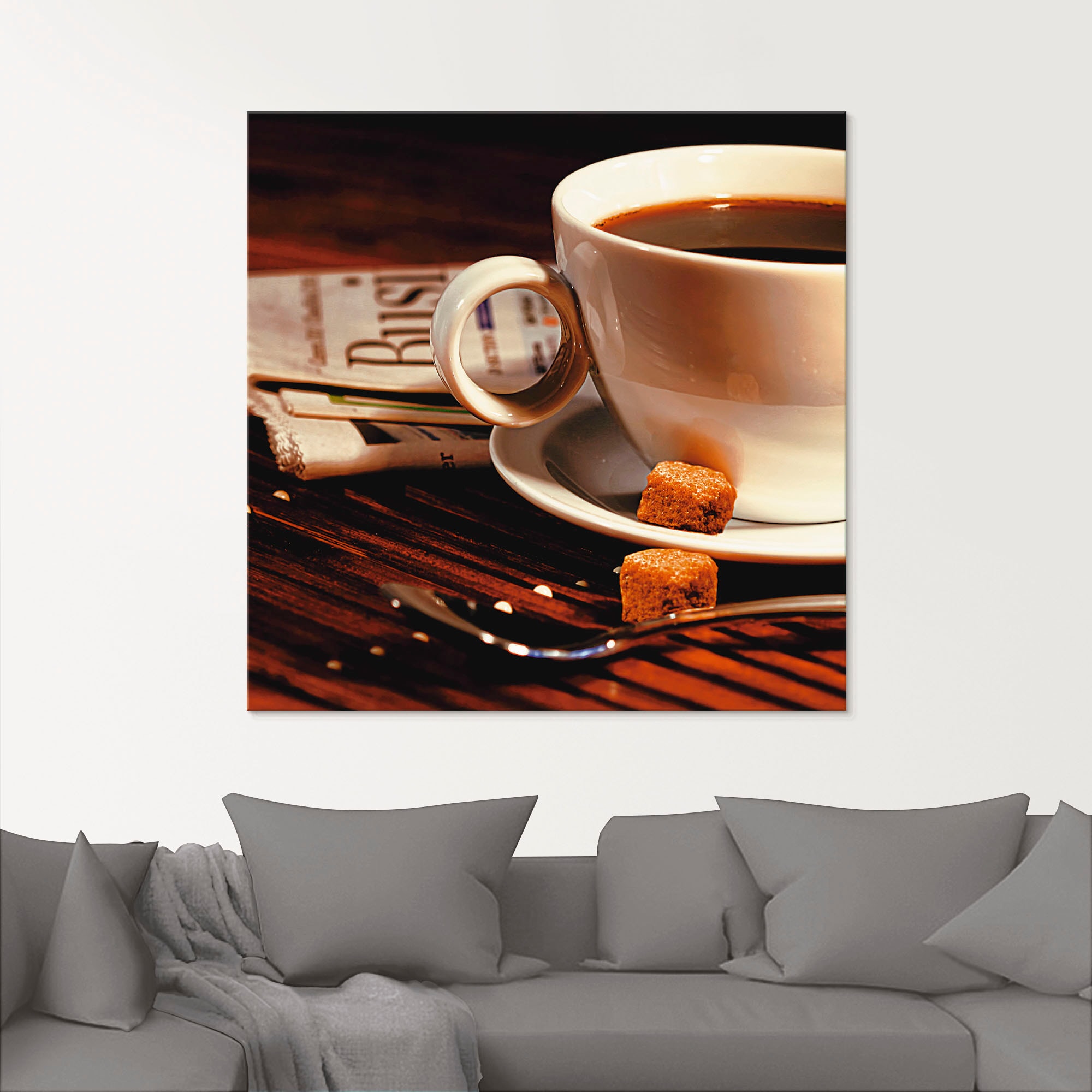 Artland Glasbild »Kaffeetasse und Zeitung«, Getränke, (1 St.), in verschiedenen Grössen