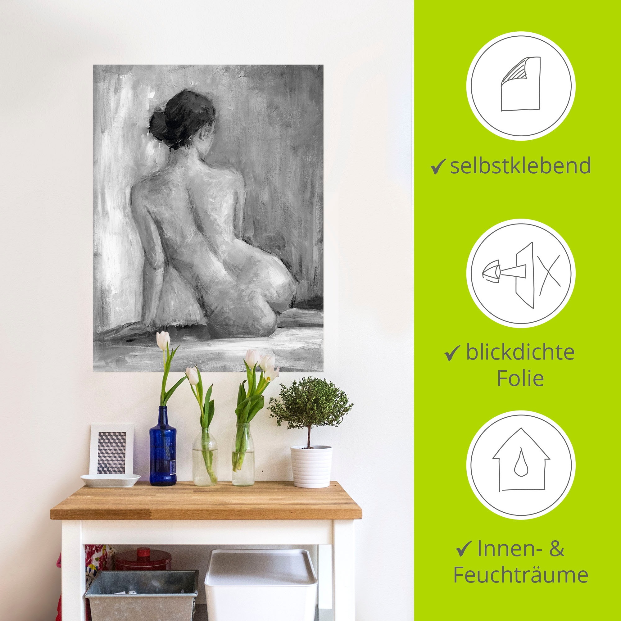 Artland Wandbild »Figur in schwarz & weiss I«, Frau, (1 St.), als Alubild, Outdoorbild, Leinwandbild, Poster, Wandaufkleber