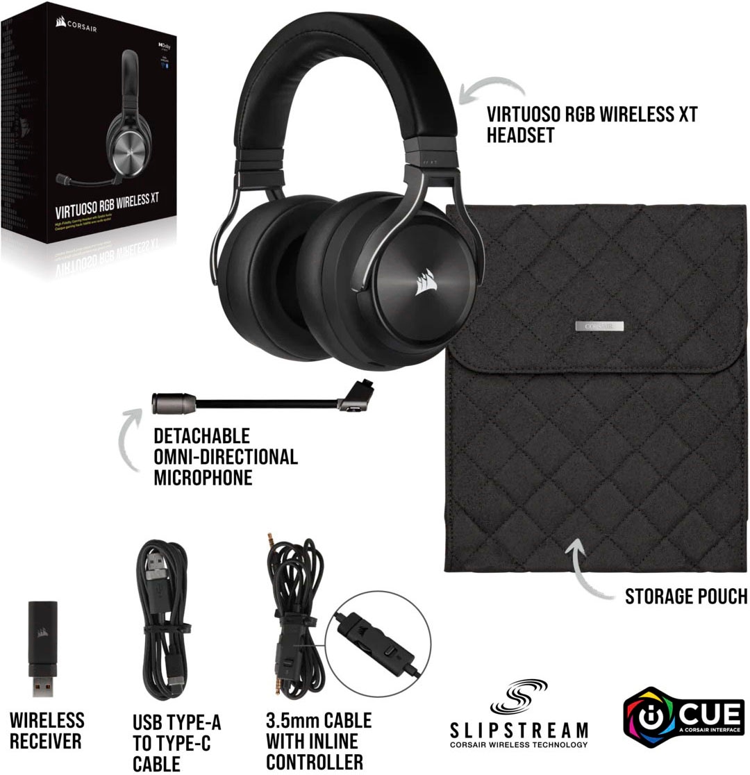 Corsair Gaming-Headset »VIRTUOSO RGB WIRELESS XT«, Bluetooth-WLAN (WiFi), Mikrofon abnehmbar