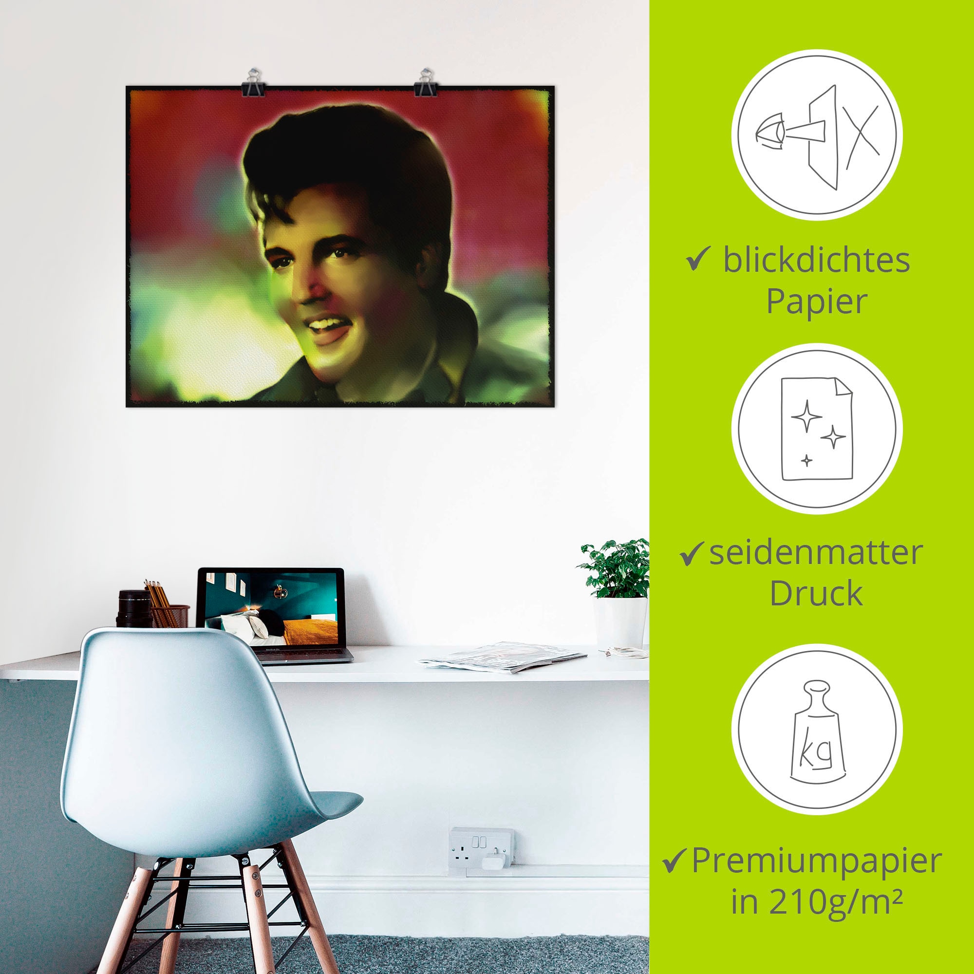 Artland Wandbild »Elvis, Star - Pop Art«, Bilder von berühmten Musikern, (1 St.), als Alubild, Leinwandbild, Wandaufkleber oder Poster in versch. Grössen