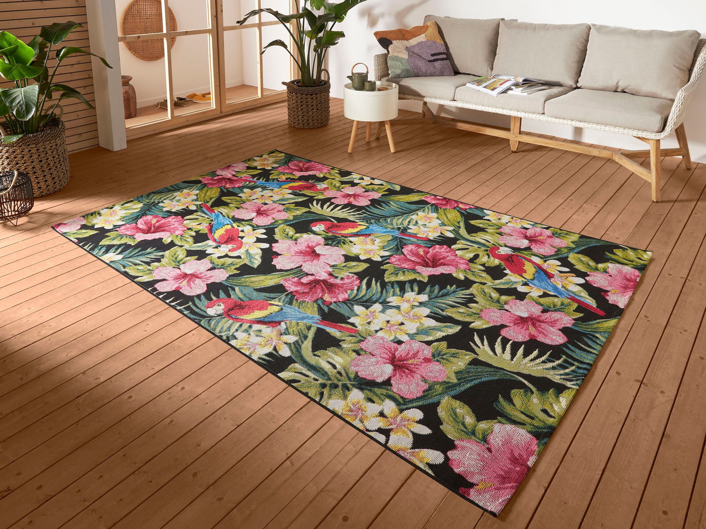 HANSE Home Outdoorteppich »Tropical Feeling«, rechteckig, 3 mm Höhe, In-& Outdoor, Teppich, Wetterfest, Balkon, Garten, Wohnzimmer, Floral